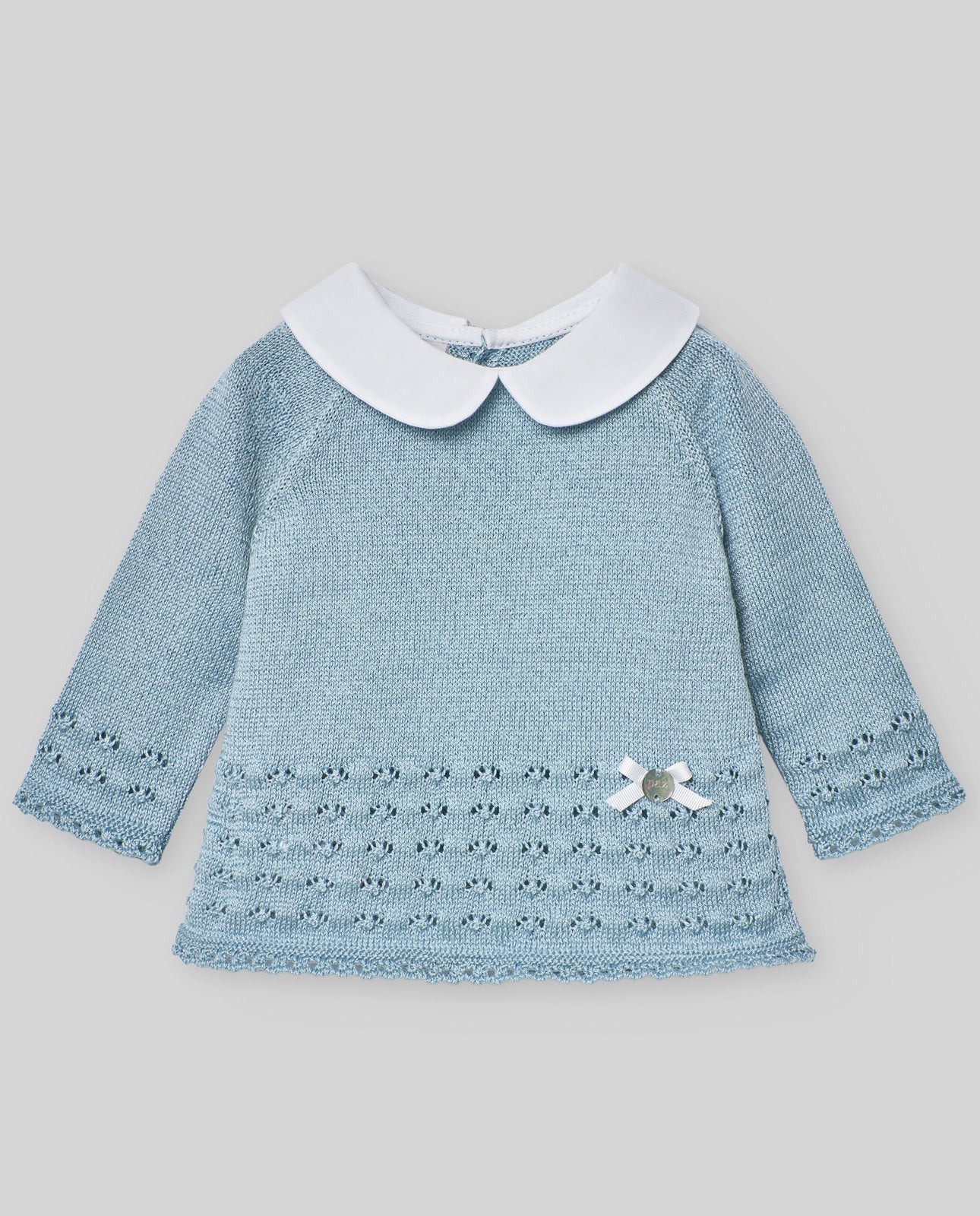 PAZ RODRIGUEZ KNIT NEWBORN SWEATER PLAIN COLLAR "SERAN"