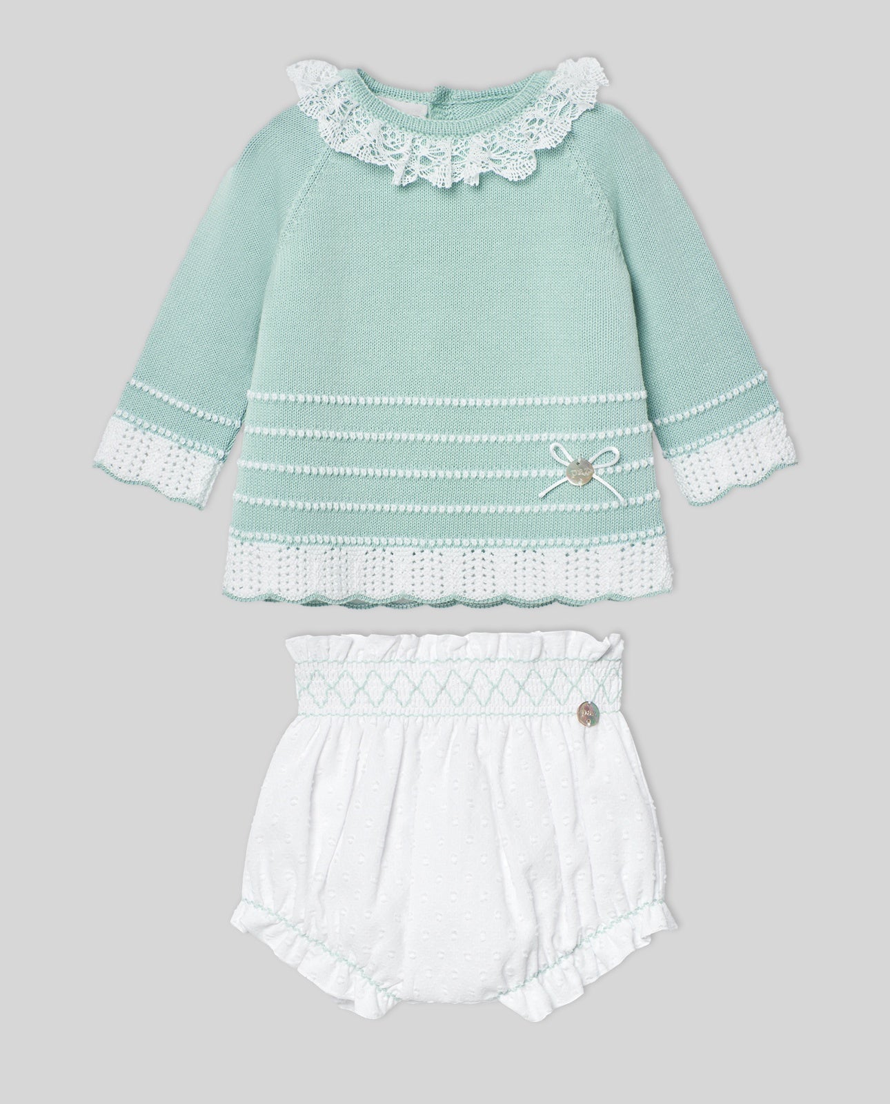 PAZ RODRIGUEZ SET -NEWBORN SWEATER + BLOOMERS "EIDO"