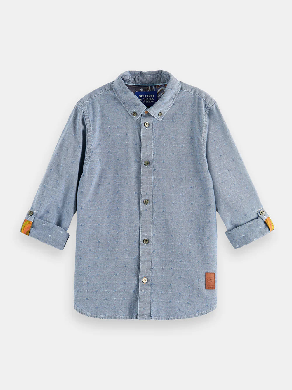 Kids - Regular-fit textured shirt with sleeve adjustments