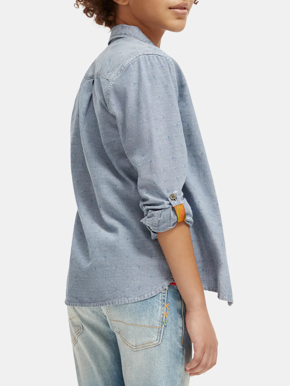 Kids - Regular-fit textured shirt with sleeve adjustments