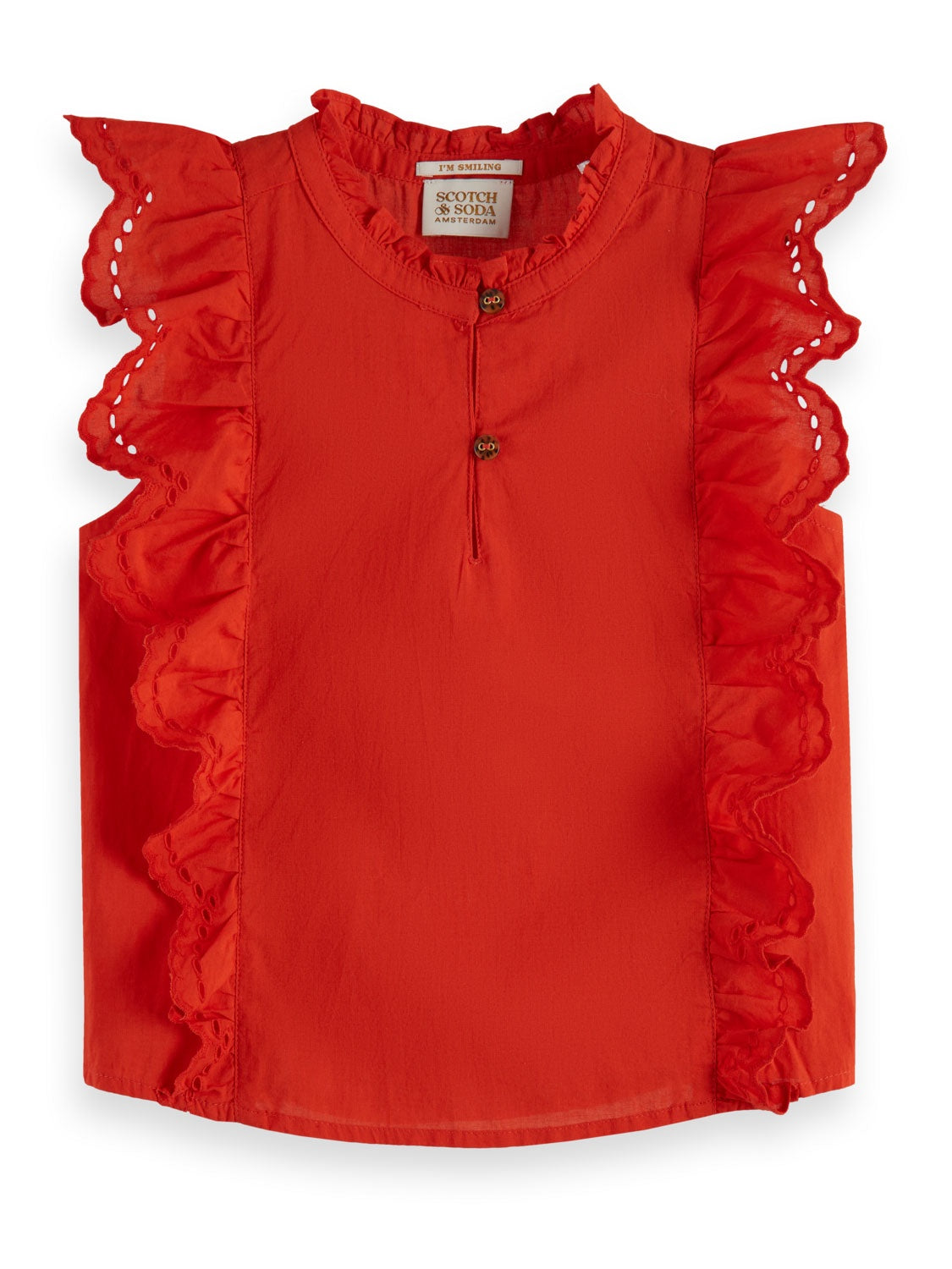 Sleeveless broderie anglaise top