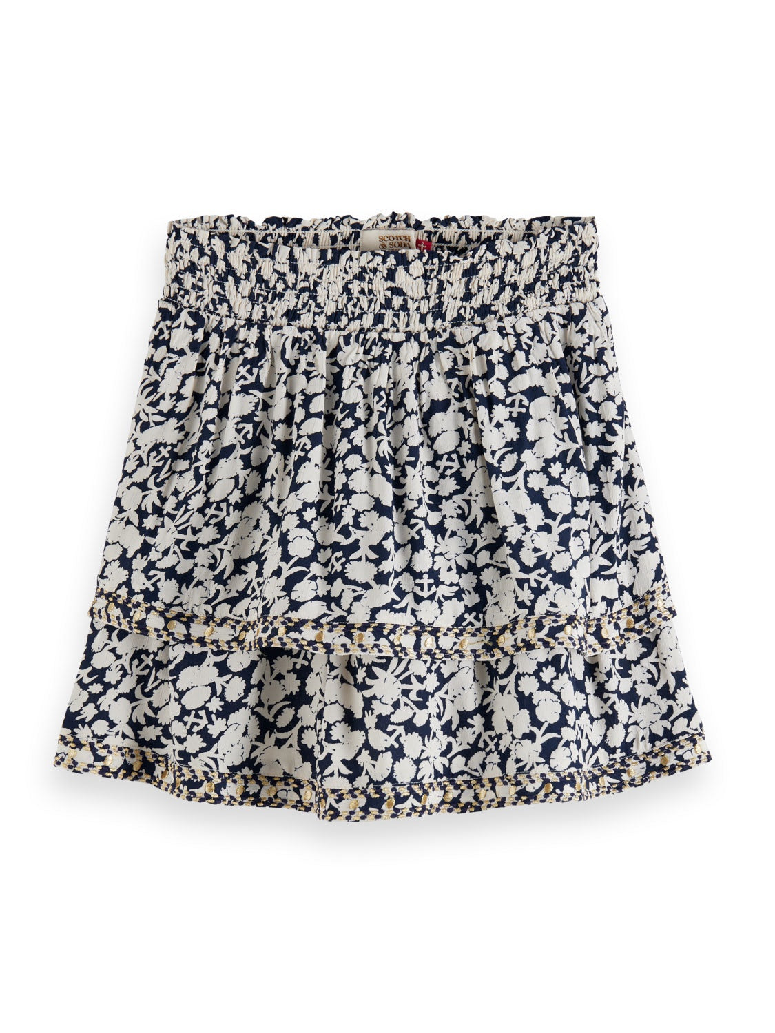 Kids - Tiered Anchor Floral mini skirt
