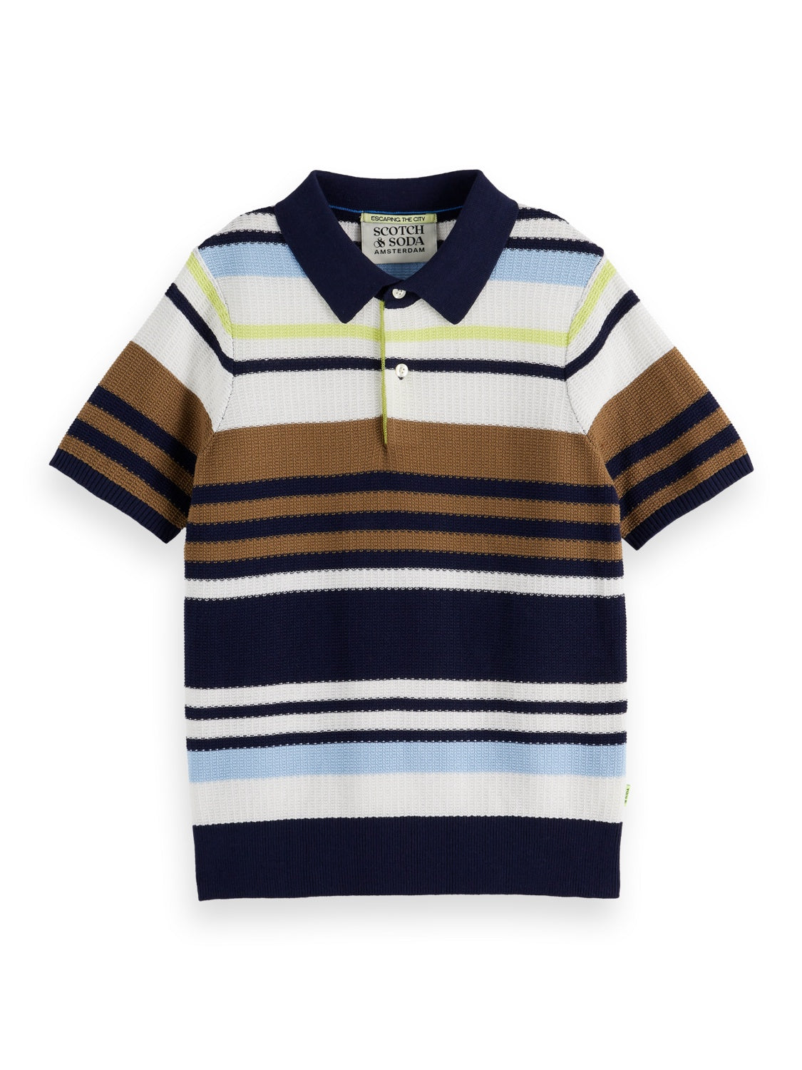 Kids - Structured knitted polo-Multi Stripe