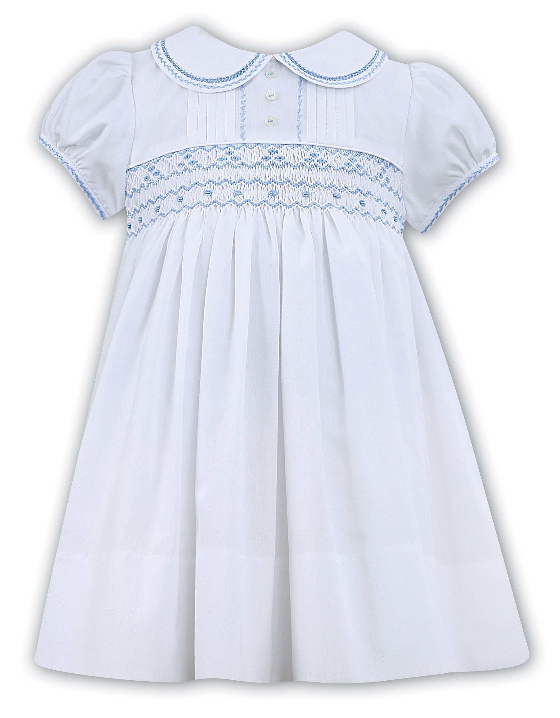 SARAH LOUISE WHITE SMOCKED DRESS