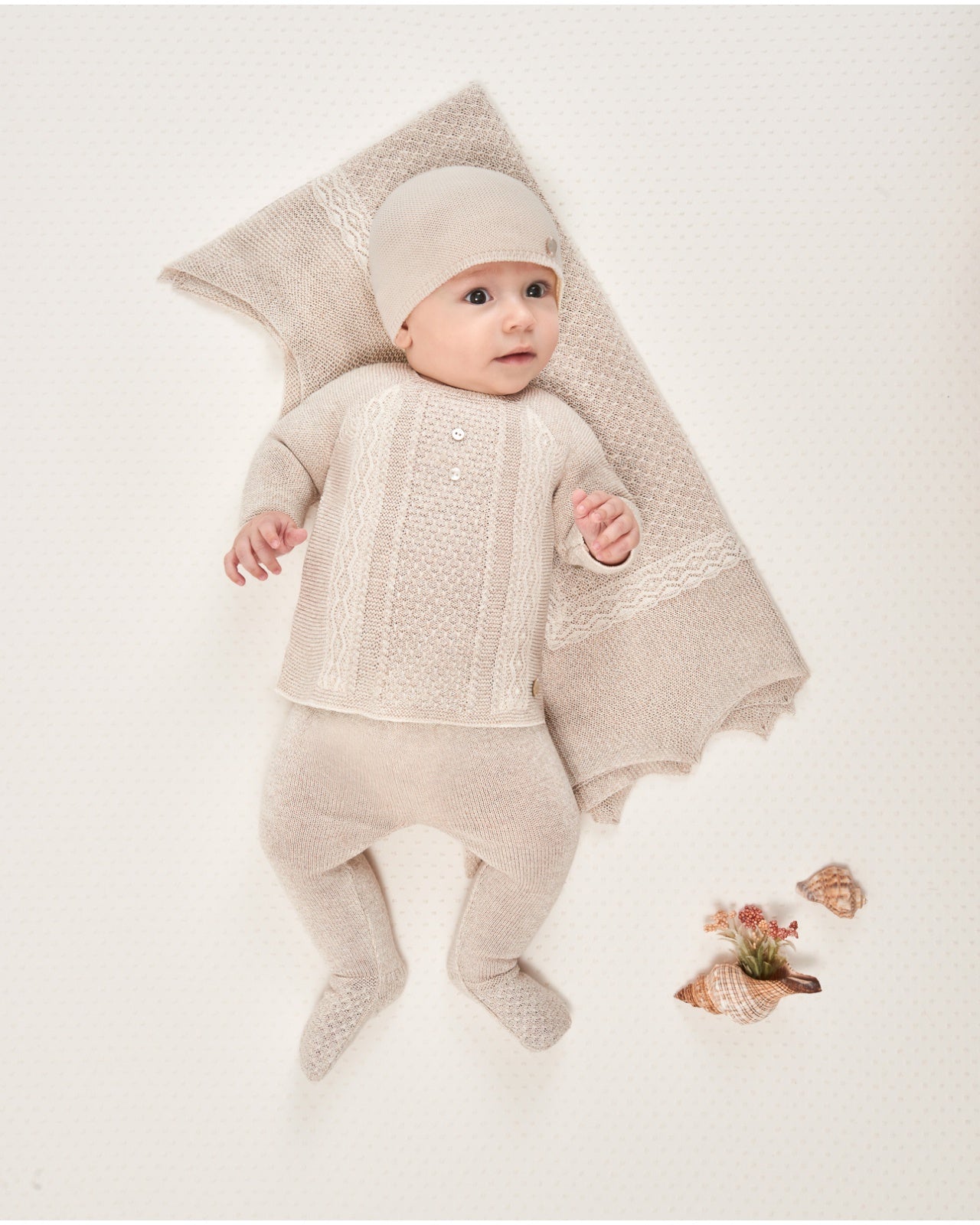 PAZ RODRIGUEZ SET -KNIT NEWBORN SWEATER + LEGGINGS "AREA"
