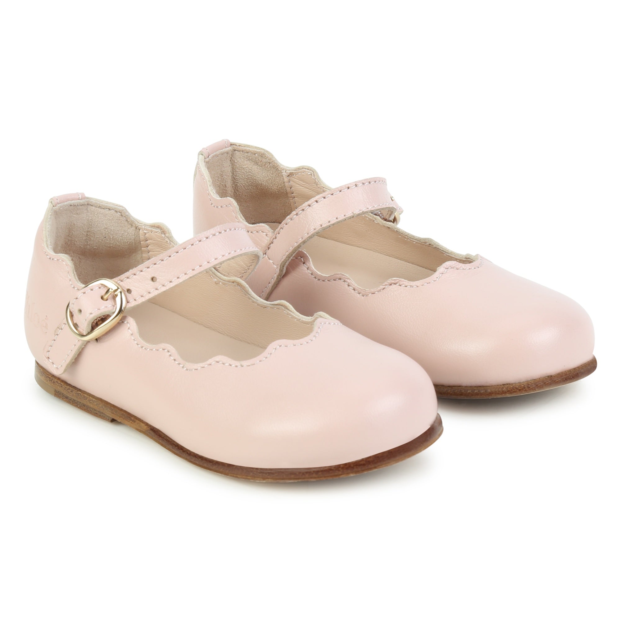 CHLOÉ PINK SCALLOPED BALLERINA SHOES