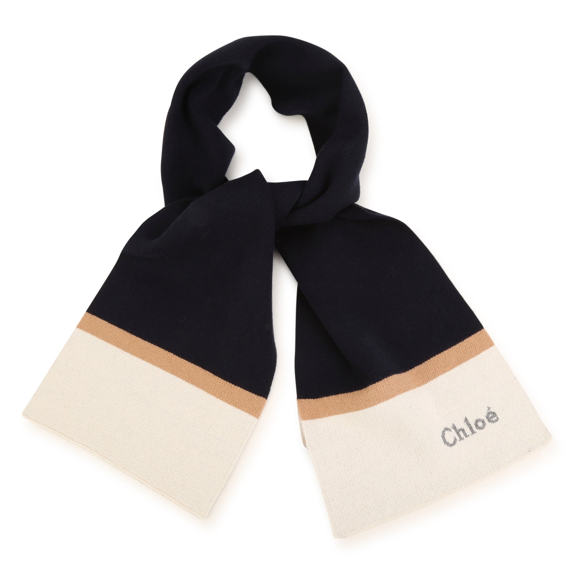 CHLOÉ NAVY KNIT SCARF