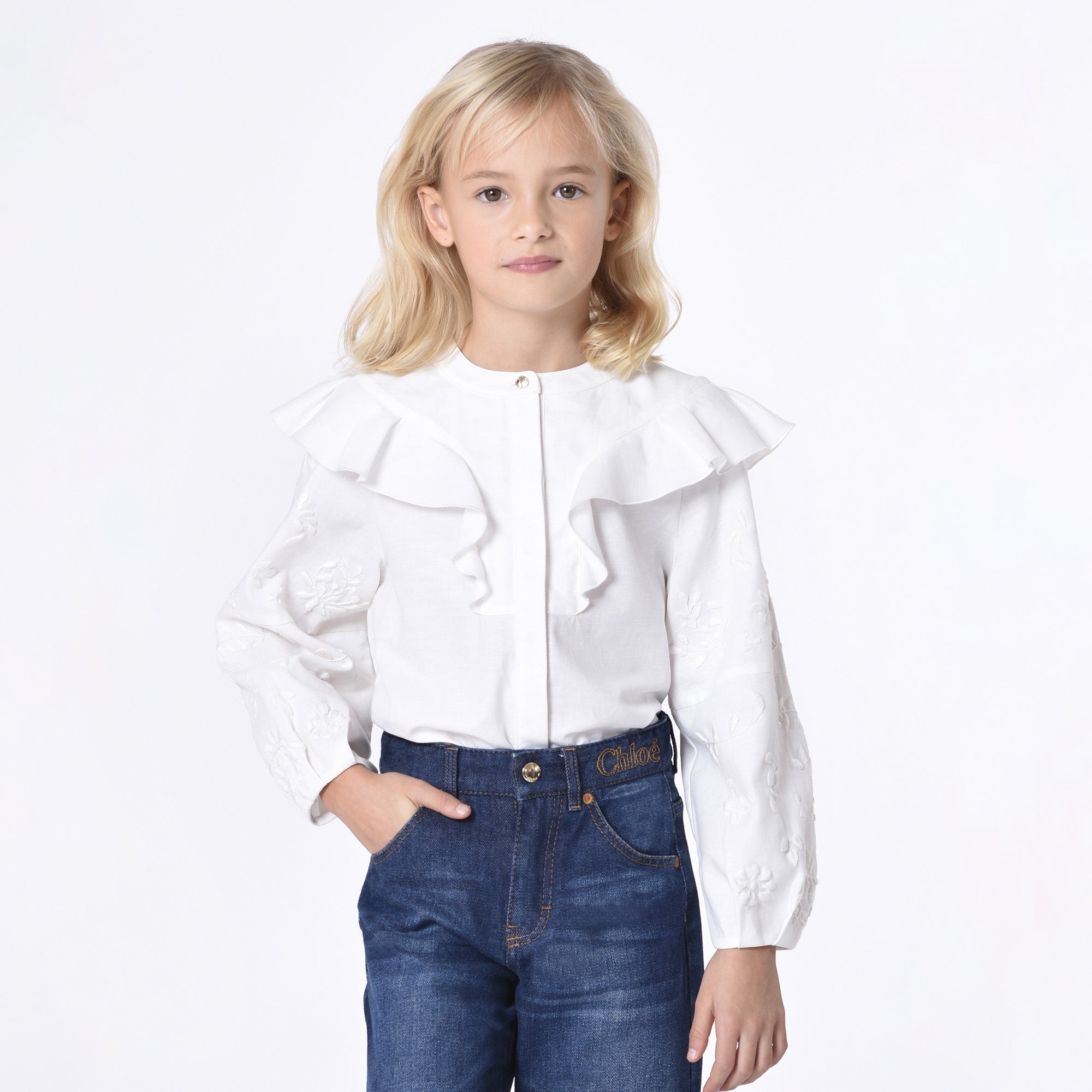 CHLOÉ OFFWHITE BLOUSE WITH RUFFLES