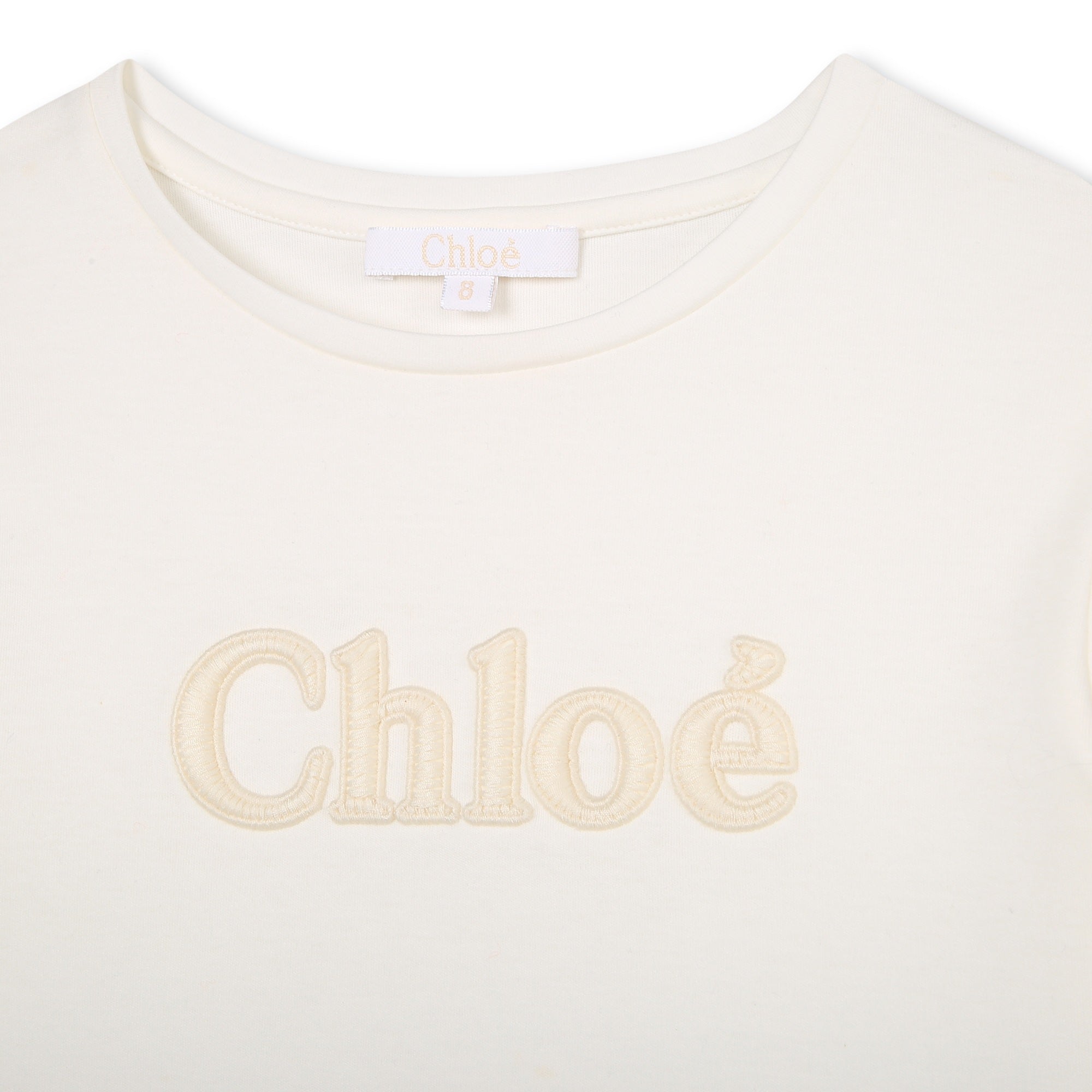 CHLOÉ OFFWHITE LOGO EMBROIDERED L/S TSHIRT