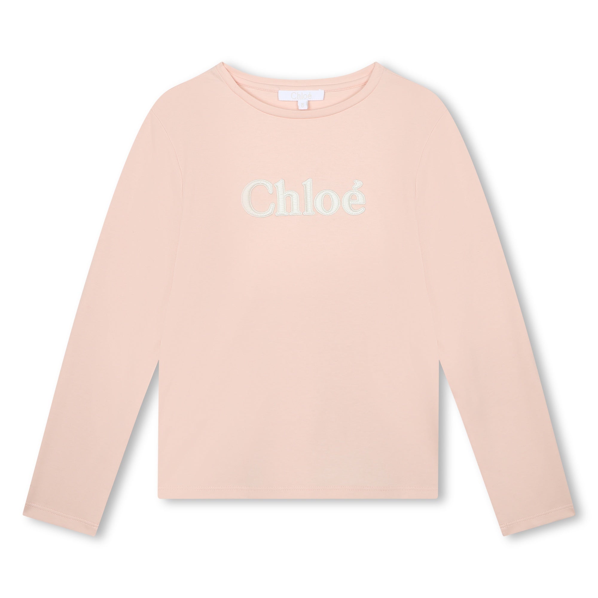 CHLOÉ PINK WASH LOGO EMBROIDERED L/S TSHIRT