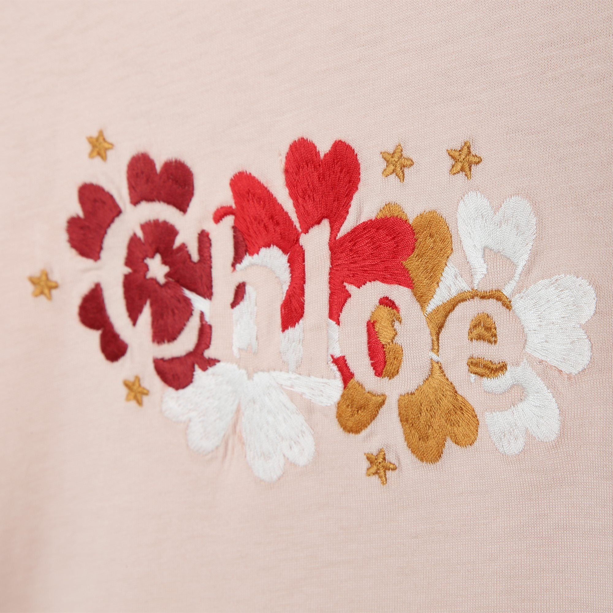 CHLOÉ FLOWER EMBROIDERED L/S TSHIRT-PINK WASH