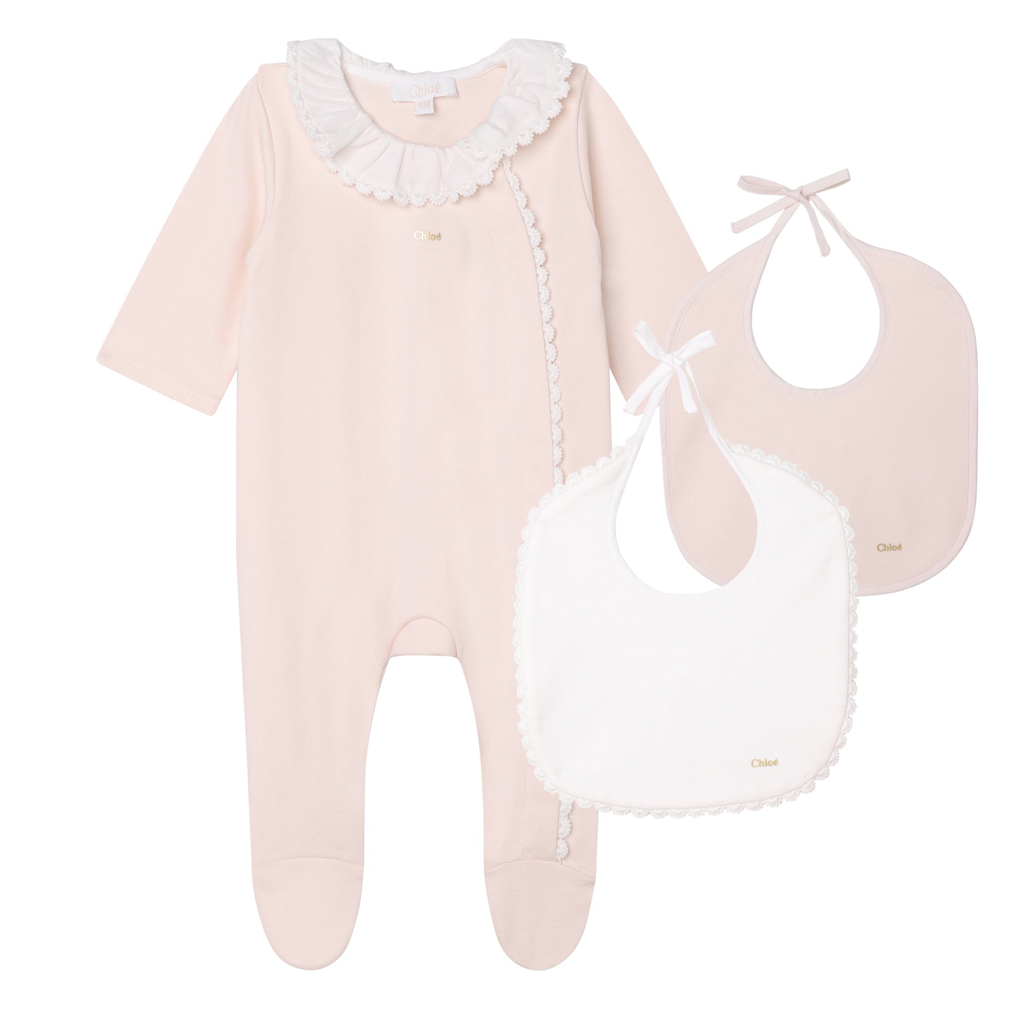 CHLOÉ SET PYJAMAS + 2 BIBS-GIFT SET