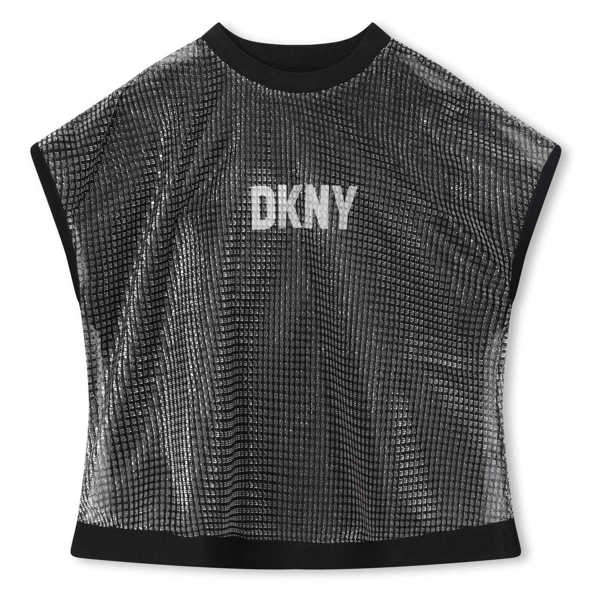 DKNY SILVER MESH+ BLACK COTTON TOP