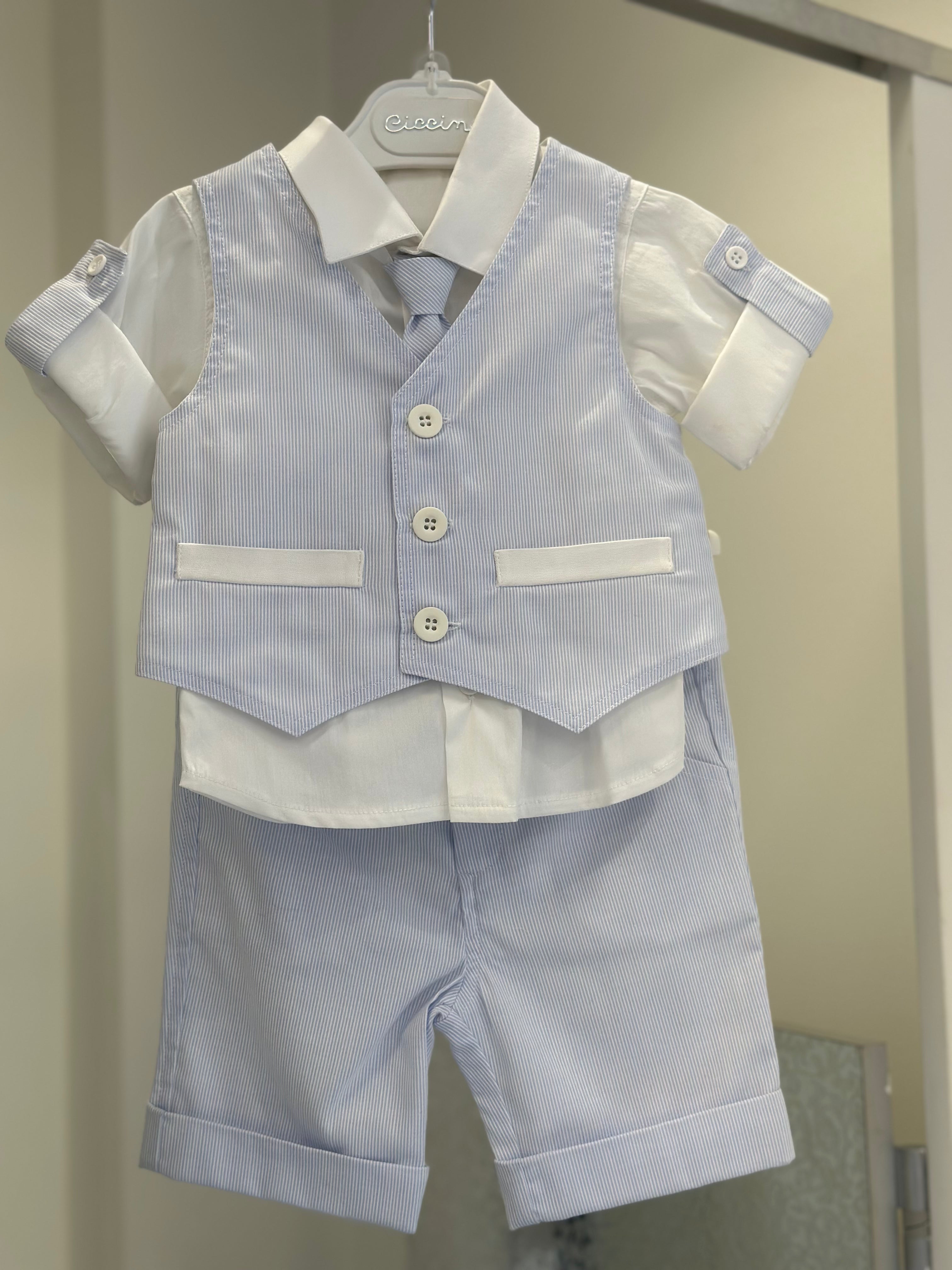 CICCINO BLUE STRIPE VEST SET