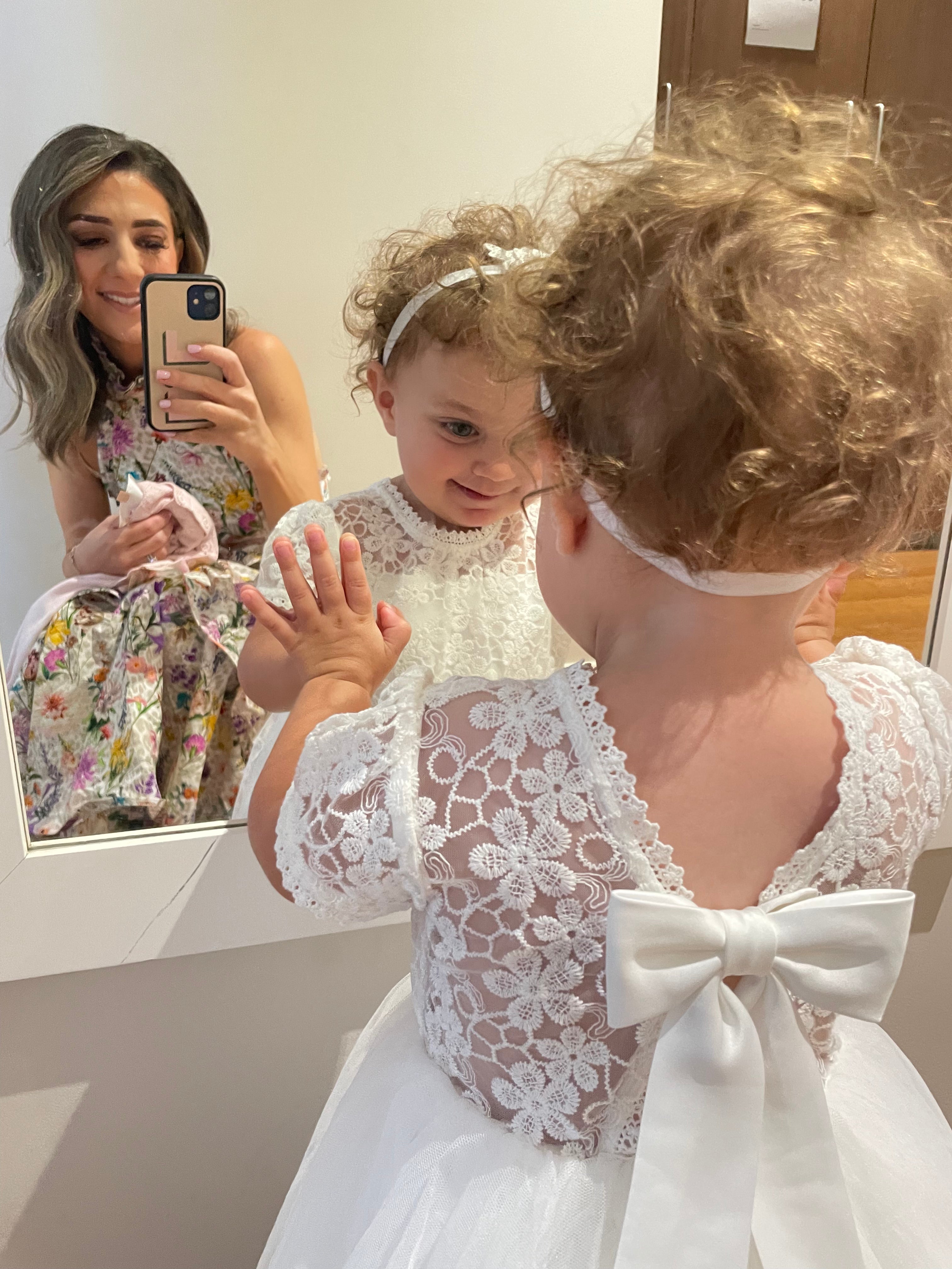 LACE BODICE W BACK BOW DRESS