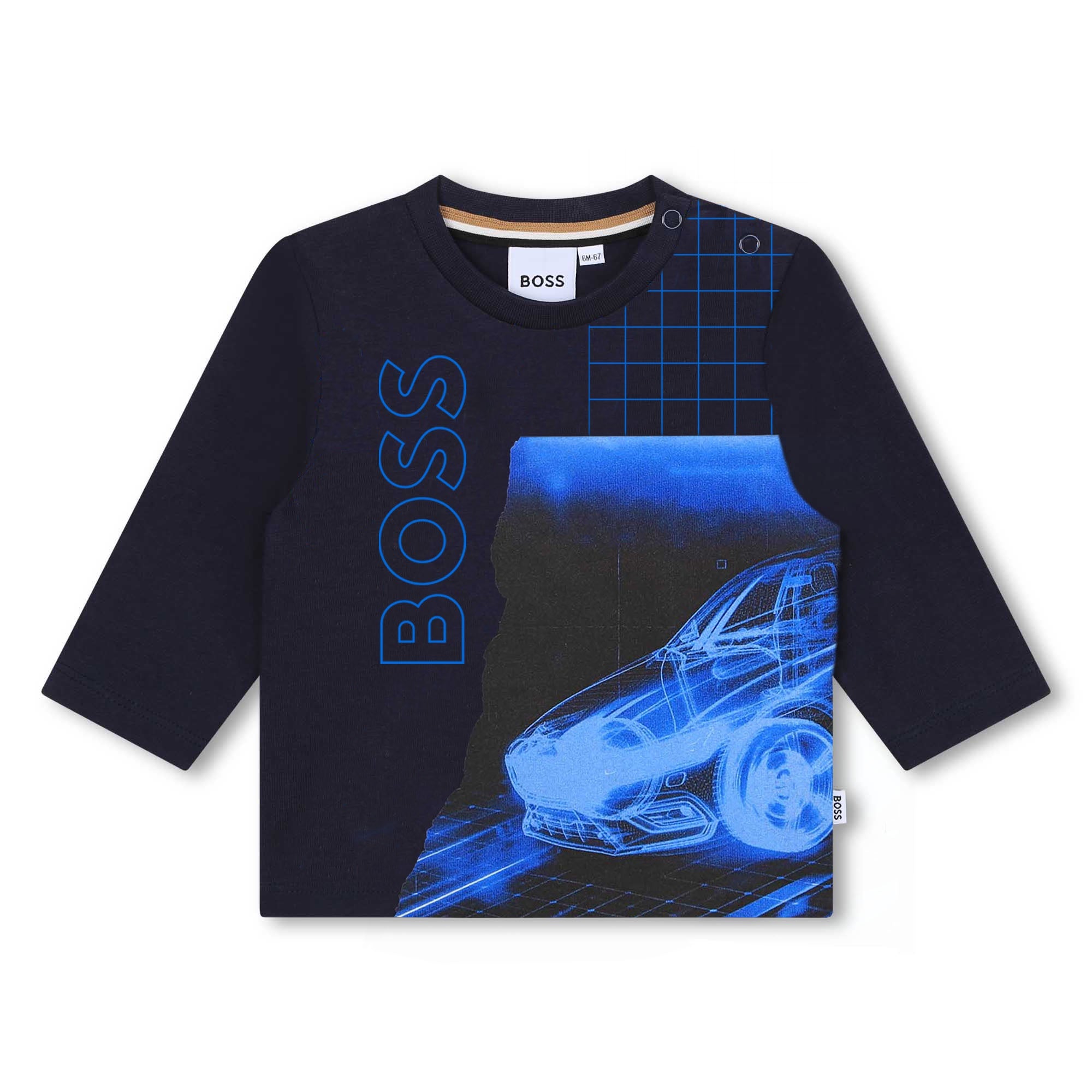 BOSS NAVY TODDLER CAR L/S SHIRT