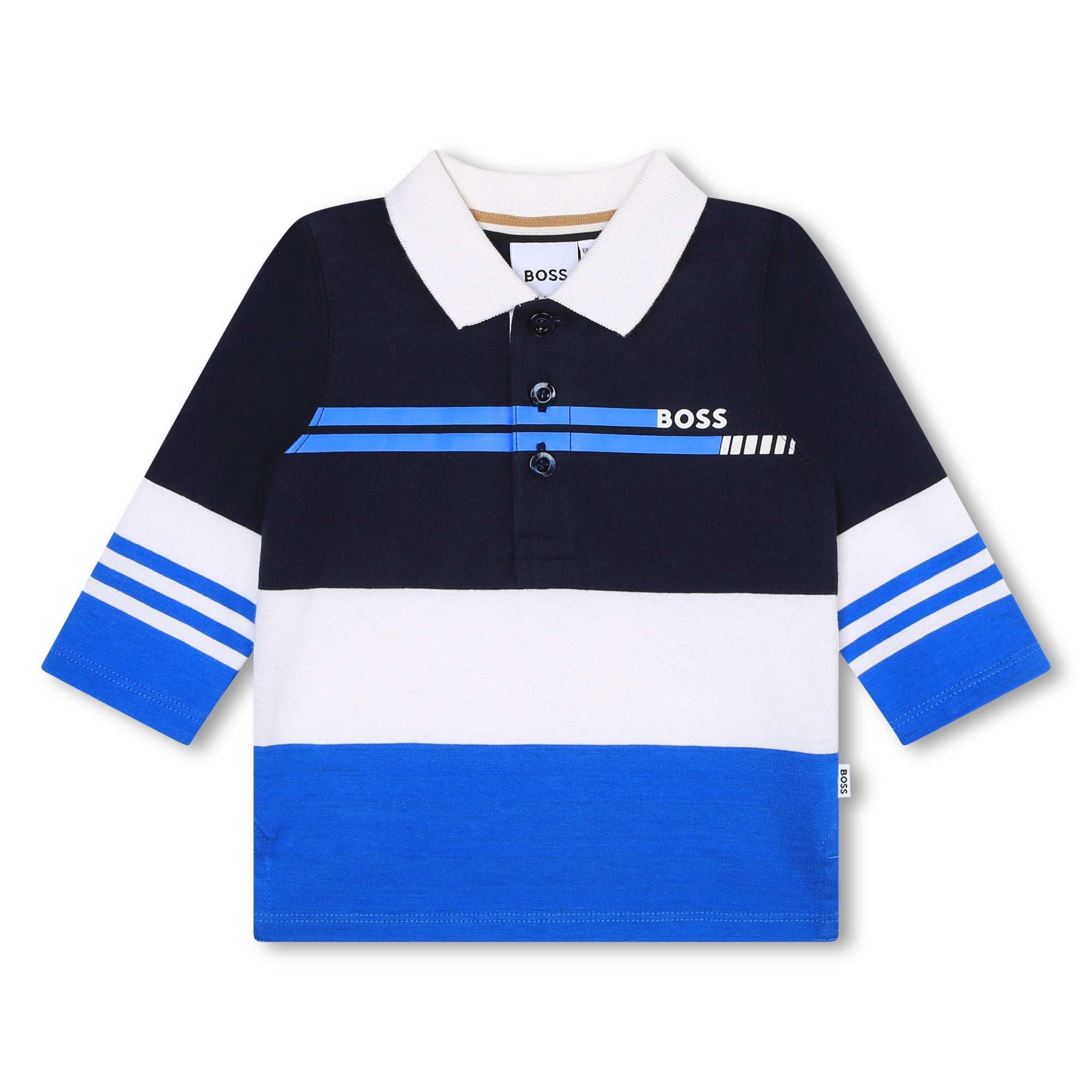 BOSS TODDLER L/S POLO-BLUE COLOUR BLOCK