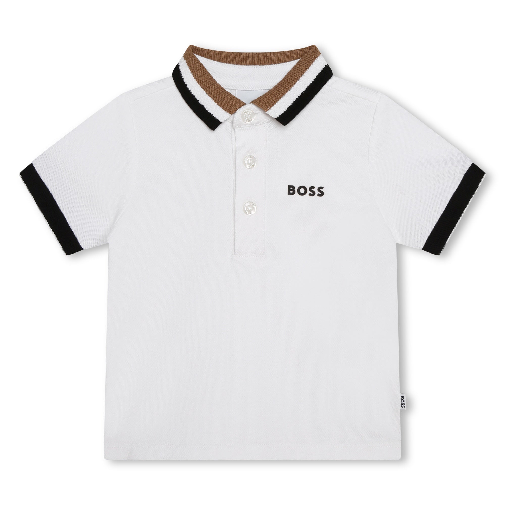 BOSS WHITE TODDLER POLO-STRIPE COLLAR