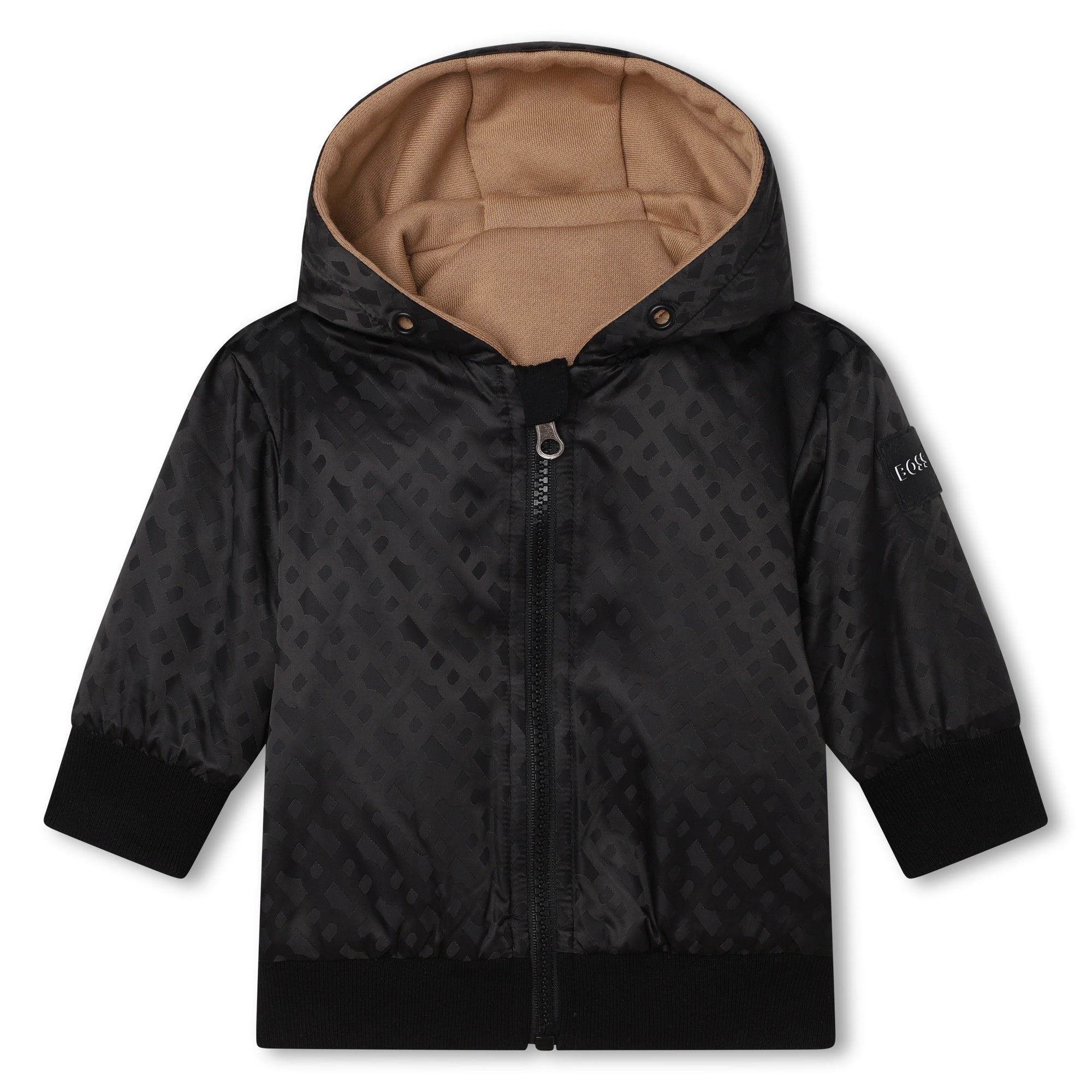 BOSS TODDLER REVERSIBLE CARDIGAN- TAN/BLACK MONOGRAM