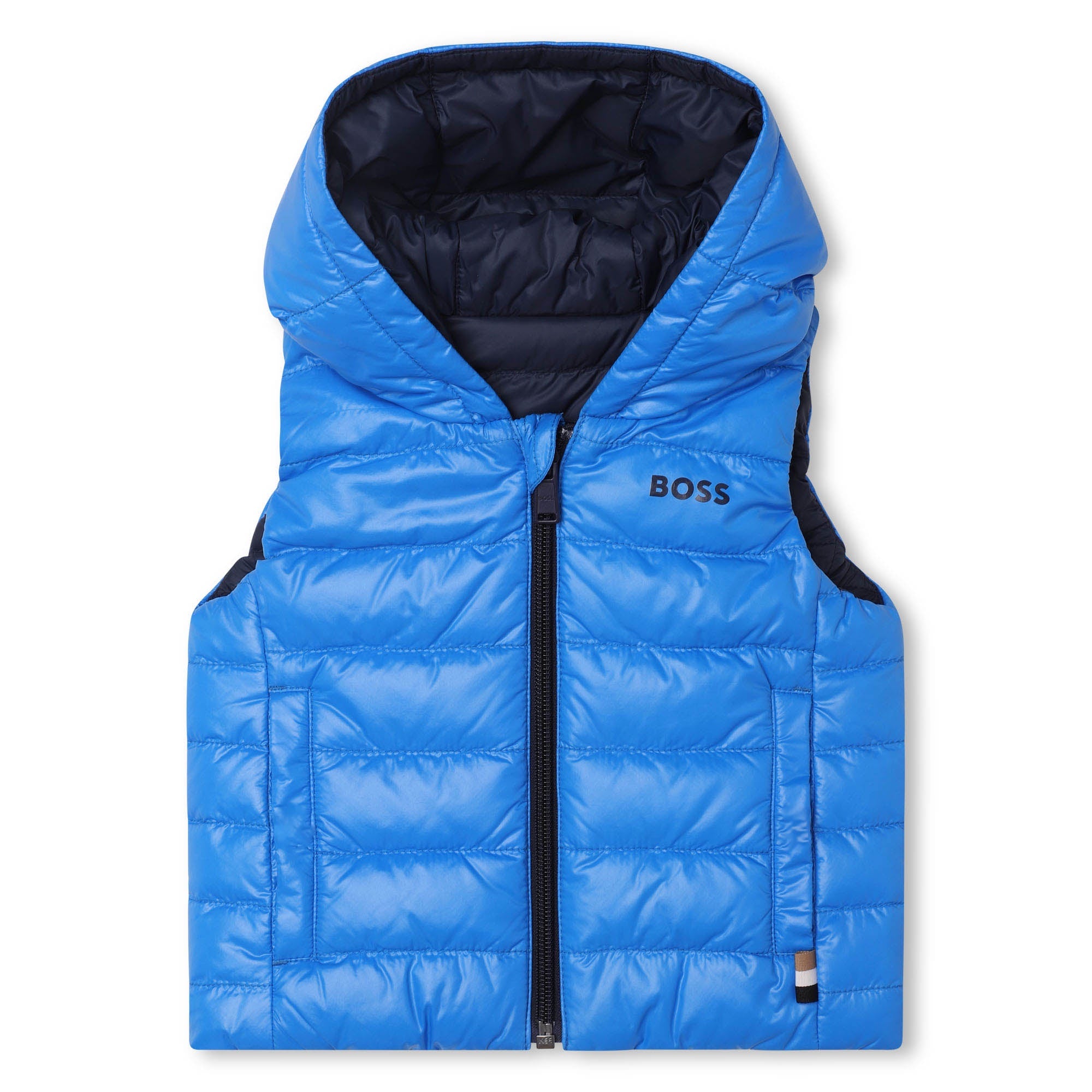 BOSS TODDLER REVERSIBLE PUFFER VEST-BLUE/NAVY