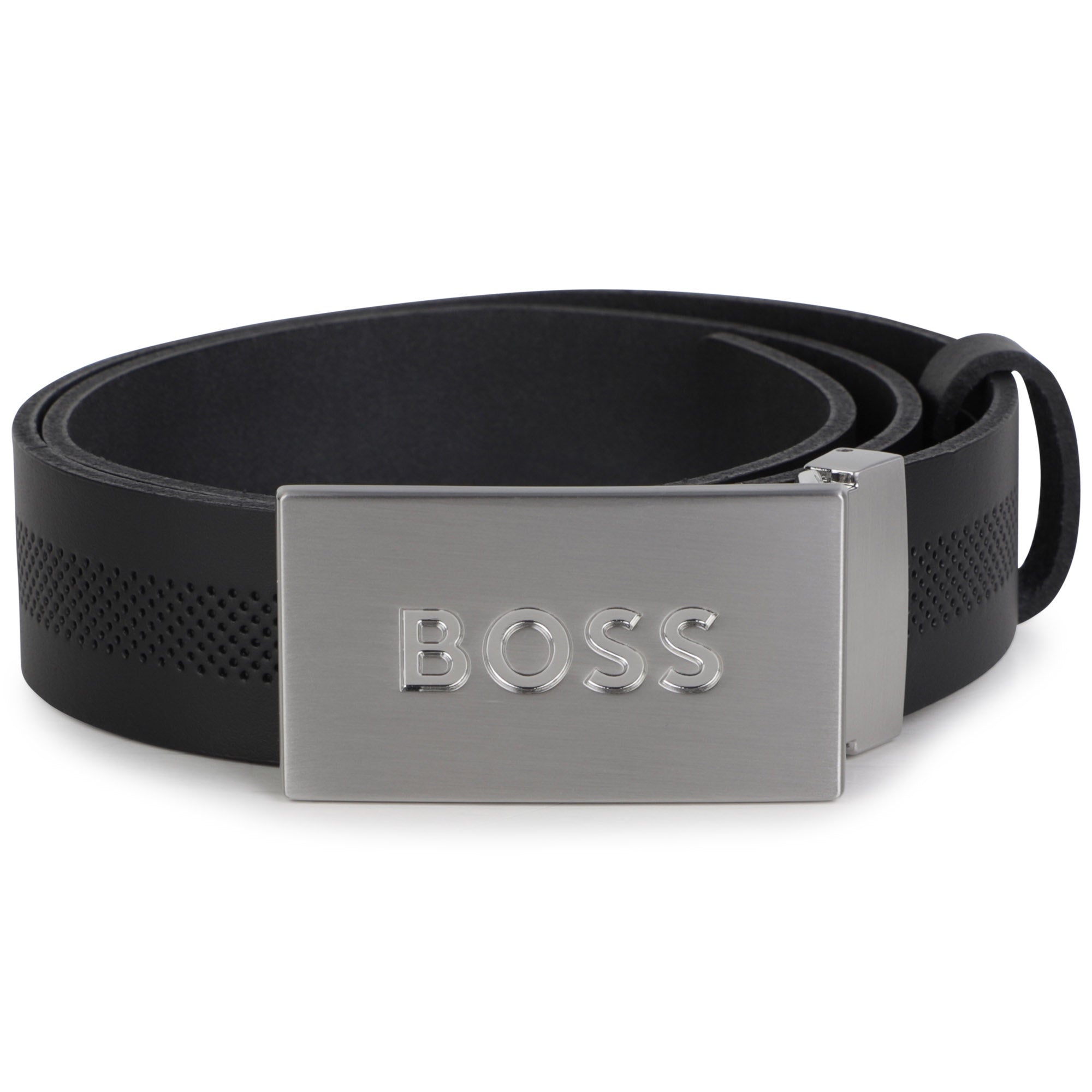 BOSS BLACK BELT BELT-PERFERATED DETAIL