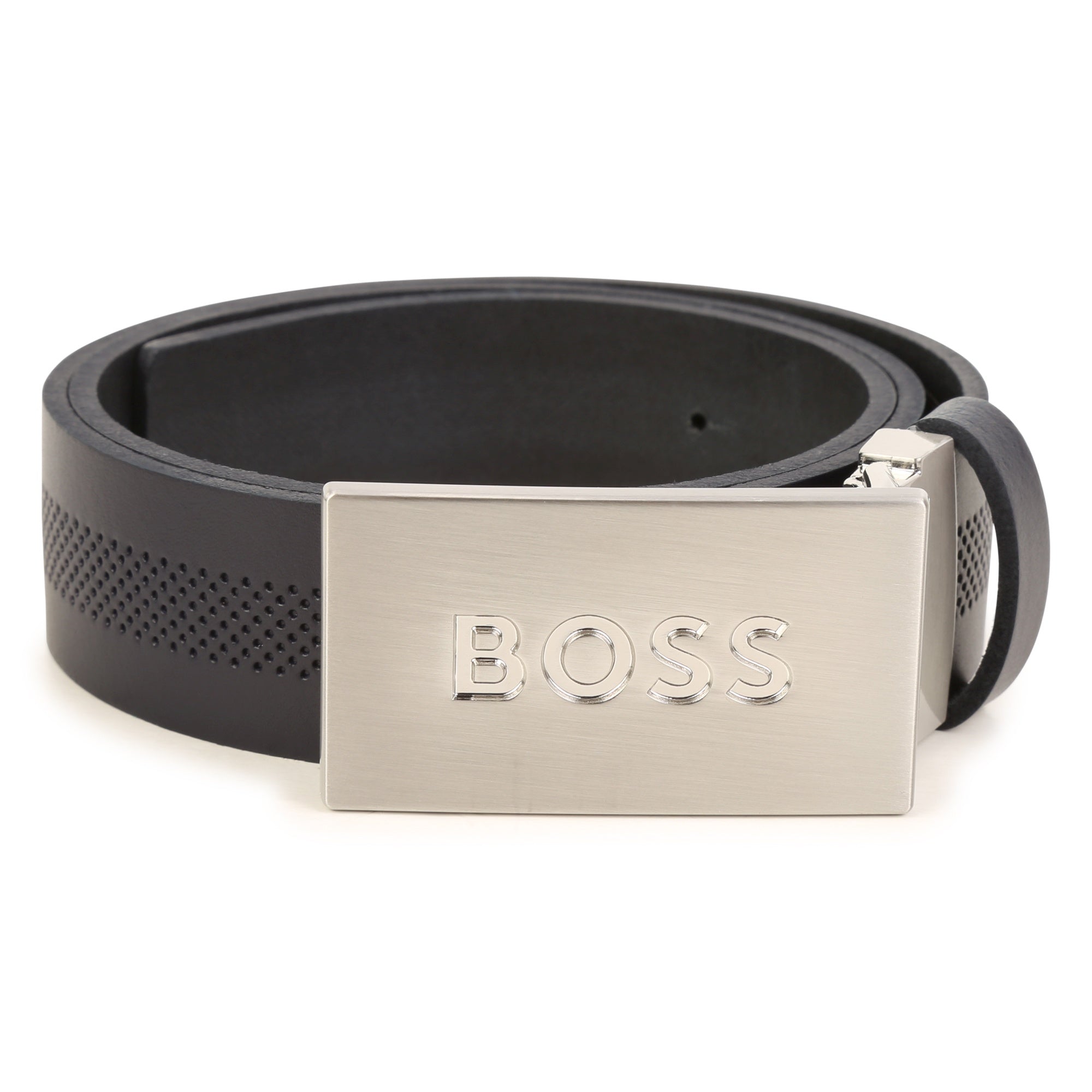 BOSS NAVY BELT BELT-PERFERATED DETAIL