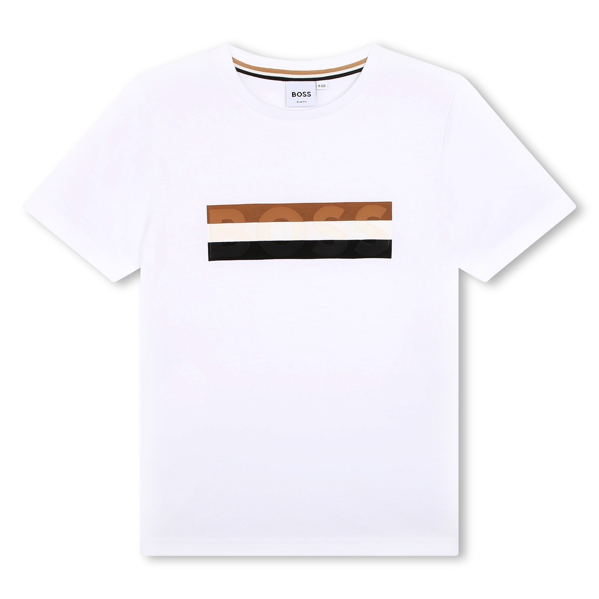 BOSS WHITE BOYS TSHIRT-THREE STRIPES
