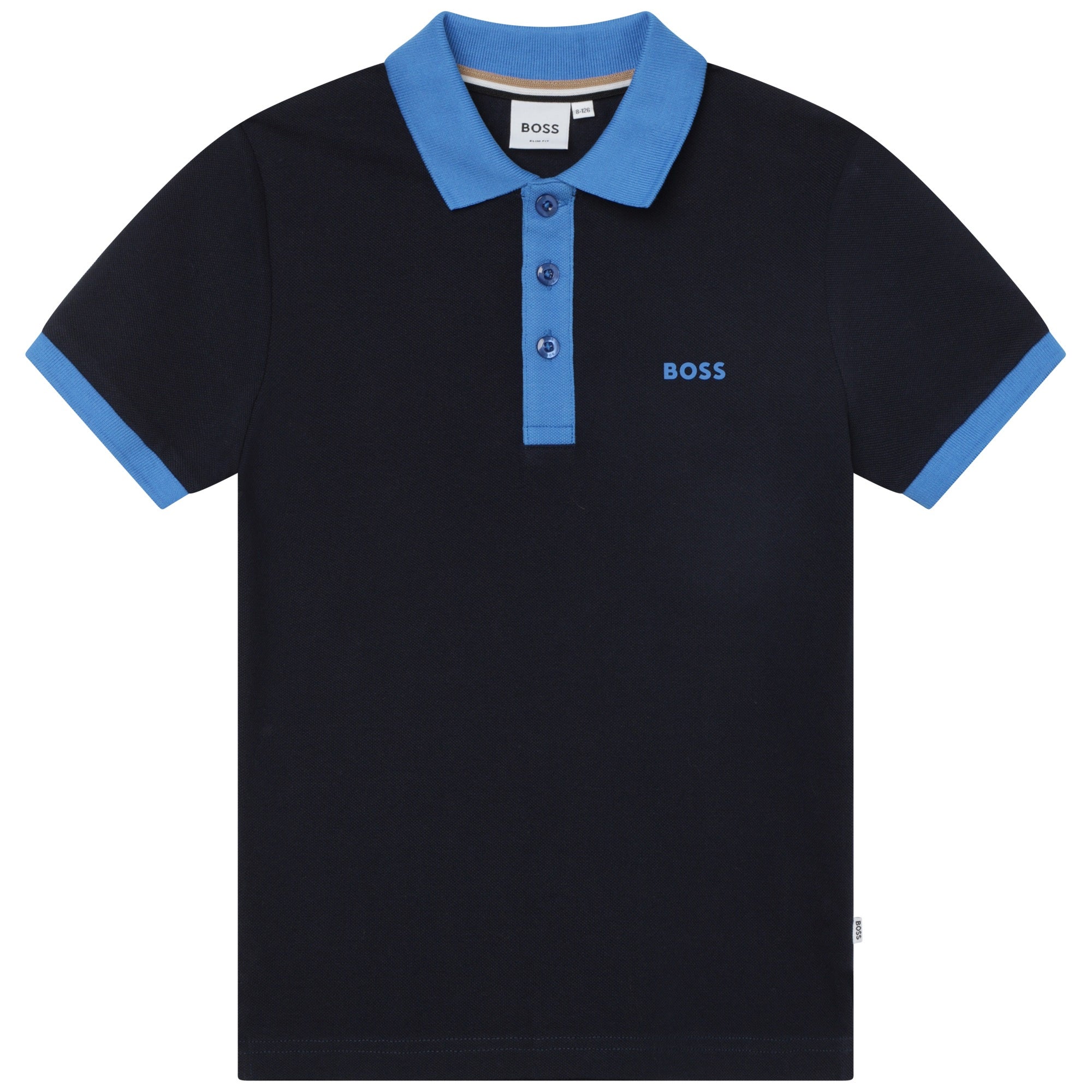 BOSS BOYS NAVY POLO-COBALT STRIPE