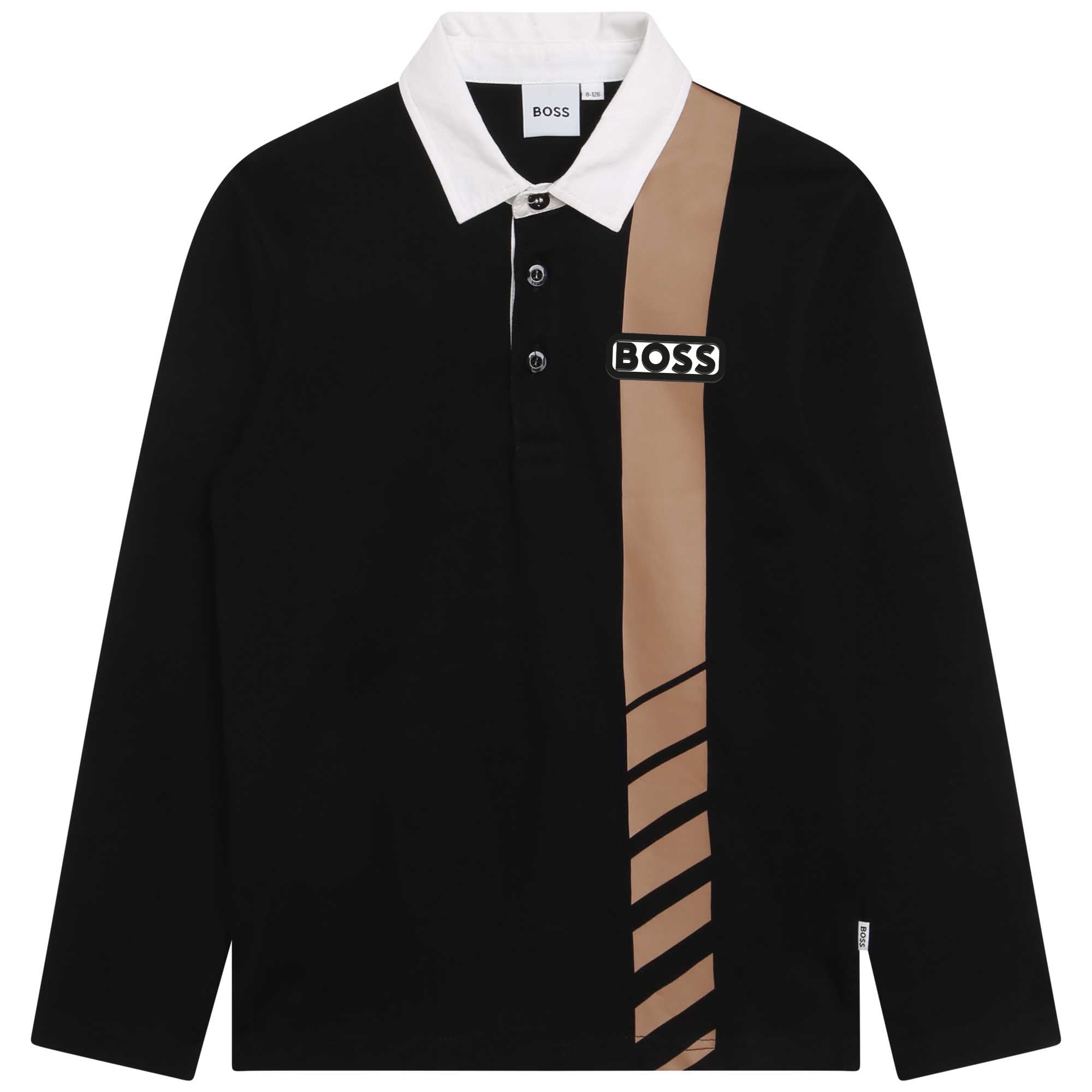 BOSS BLACK POLO-TAN STRIPE