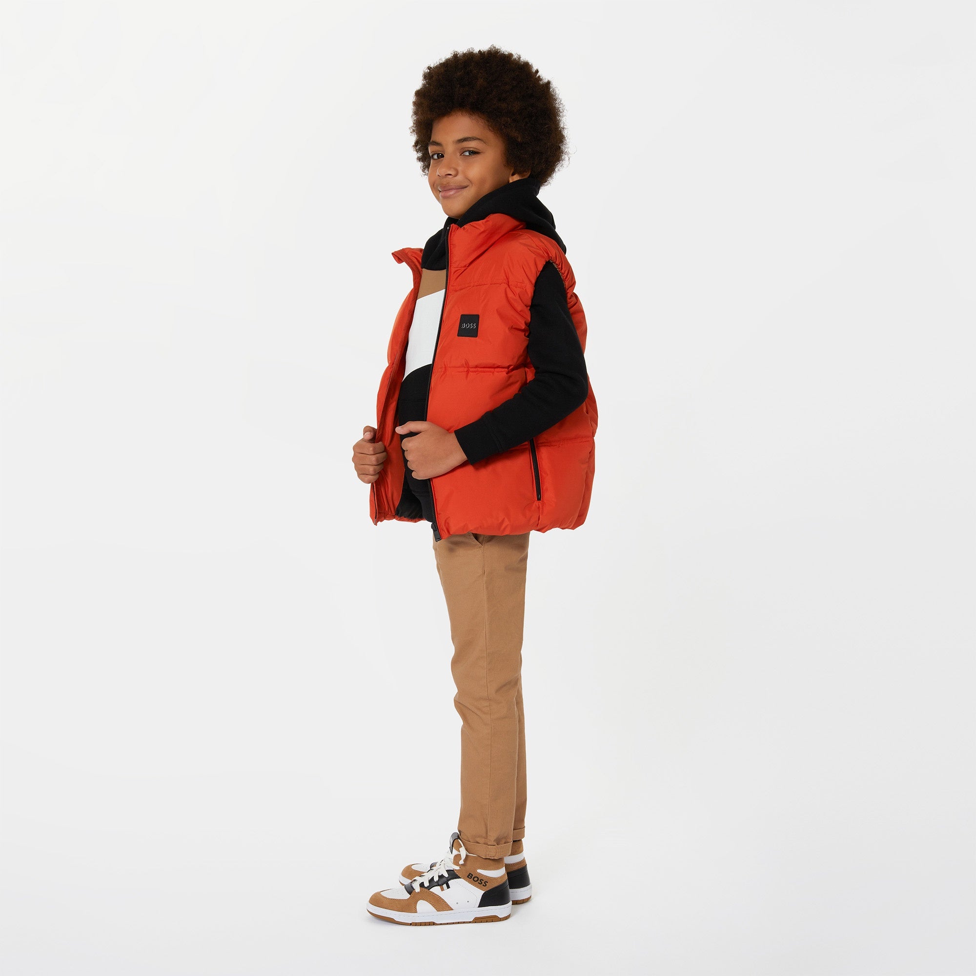 BOSS PUFFER VEST-DARK TANGERINE