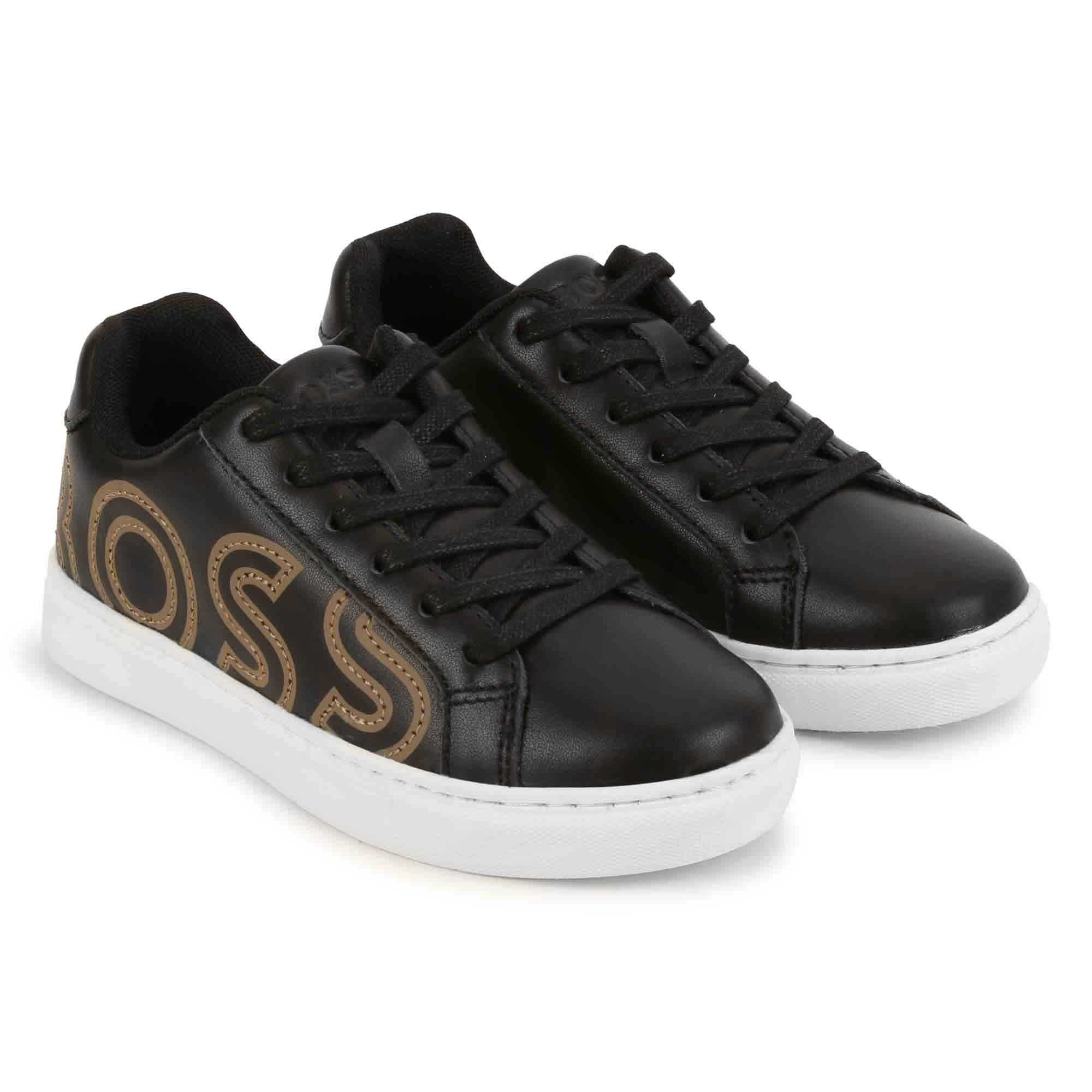 BOSS BLACK TRAINERS-TAN LOGO WRITING
