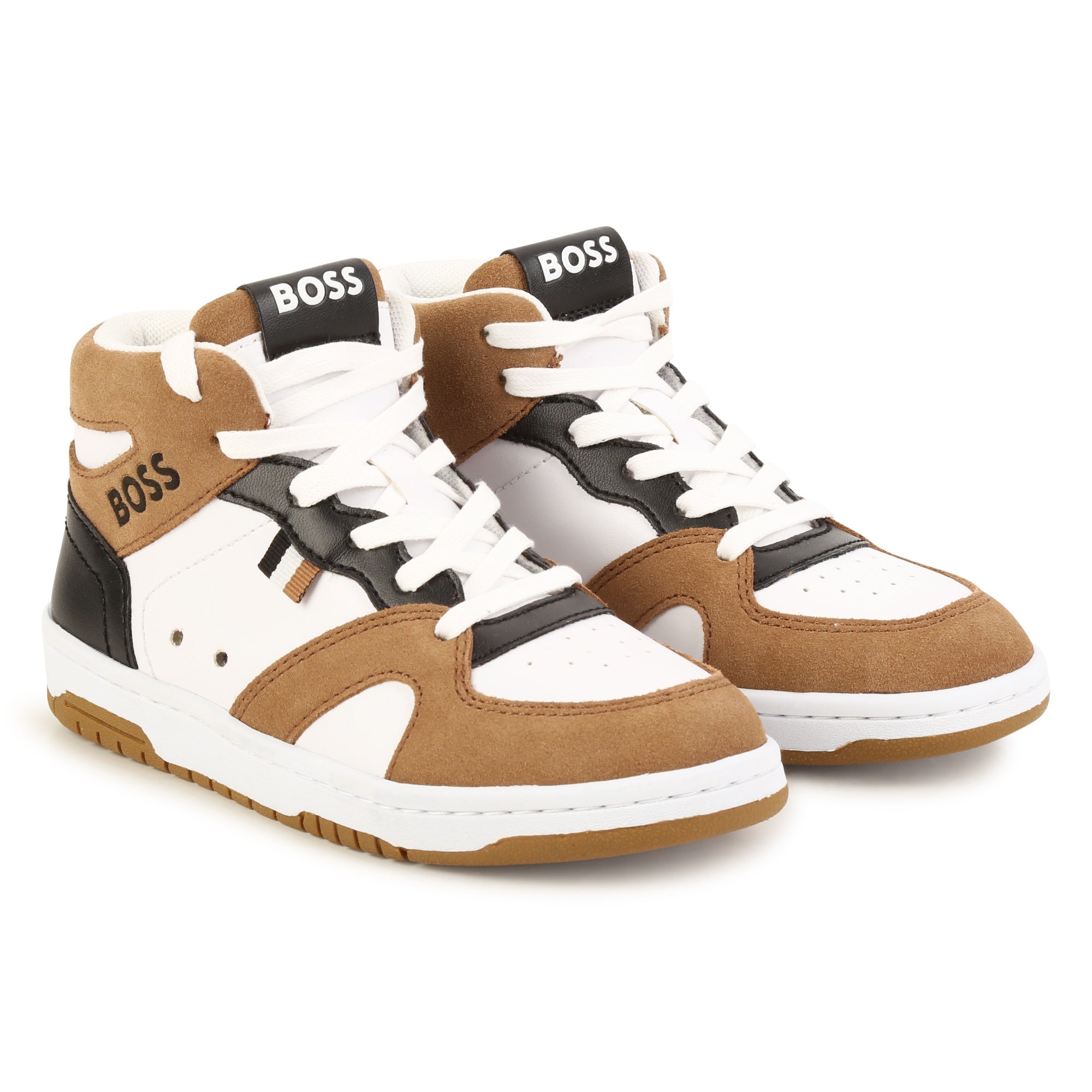 BOSS WHITE HIGH TOPS TRAINERS