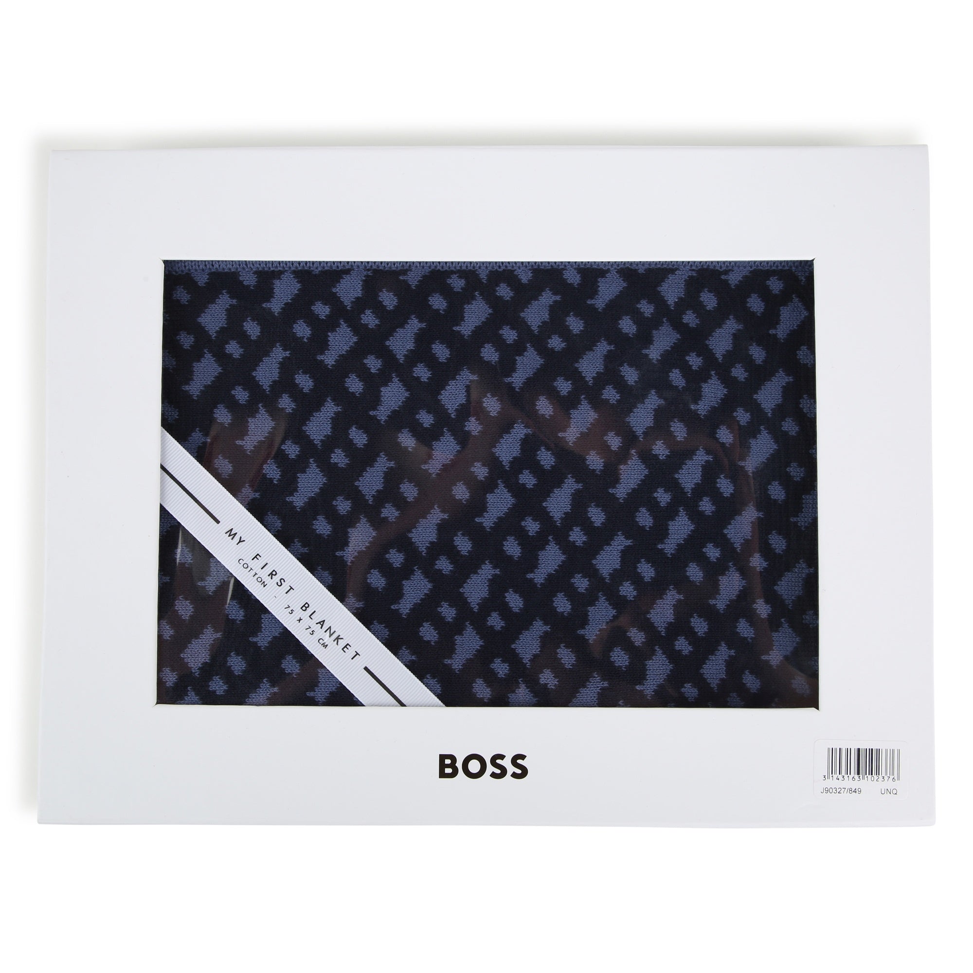 BOSS NAVY MONOGRAM BLANKET