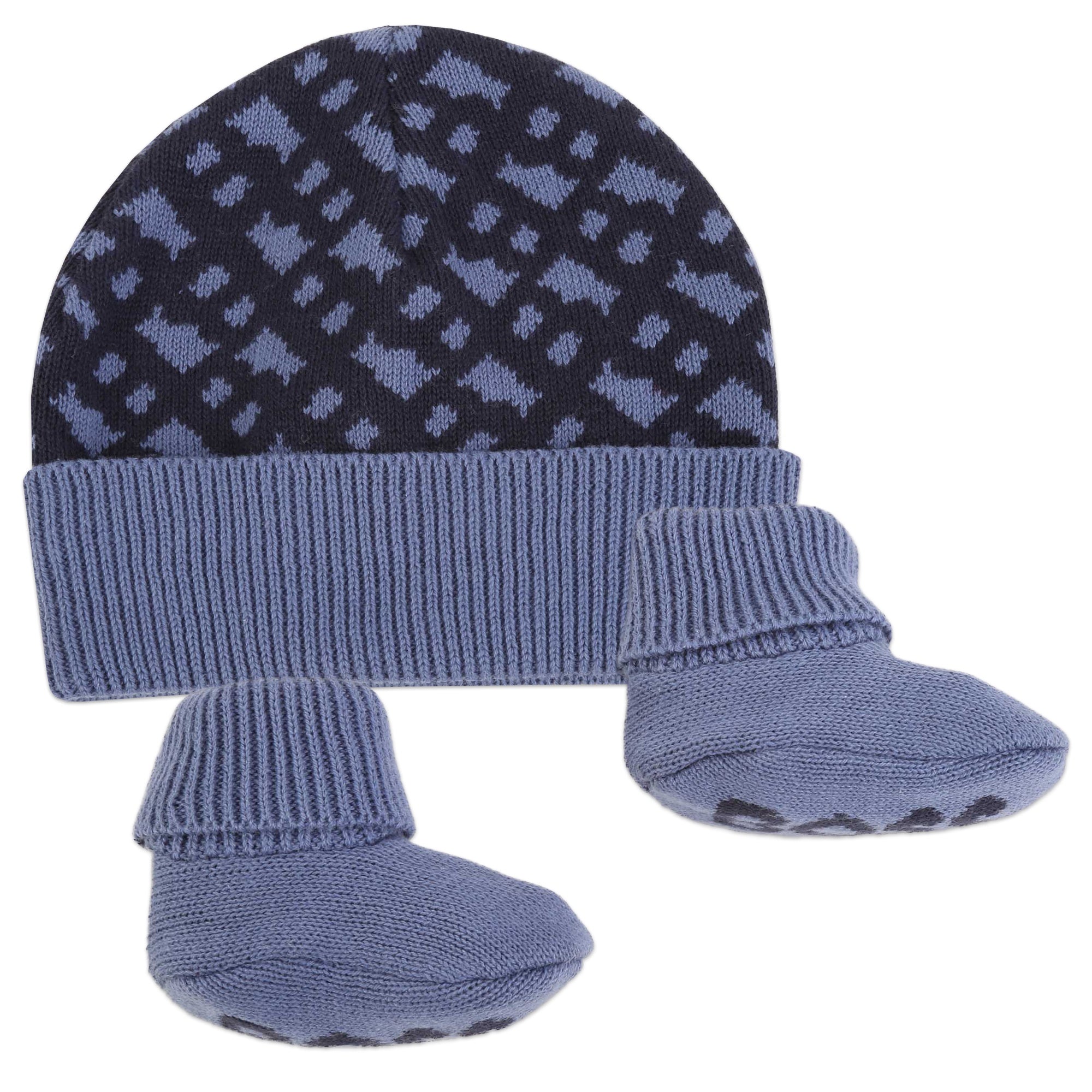 BOSS NAVY PULL ON HAT+SLIPPERS GIFT BOX