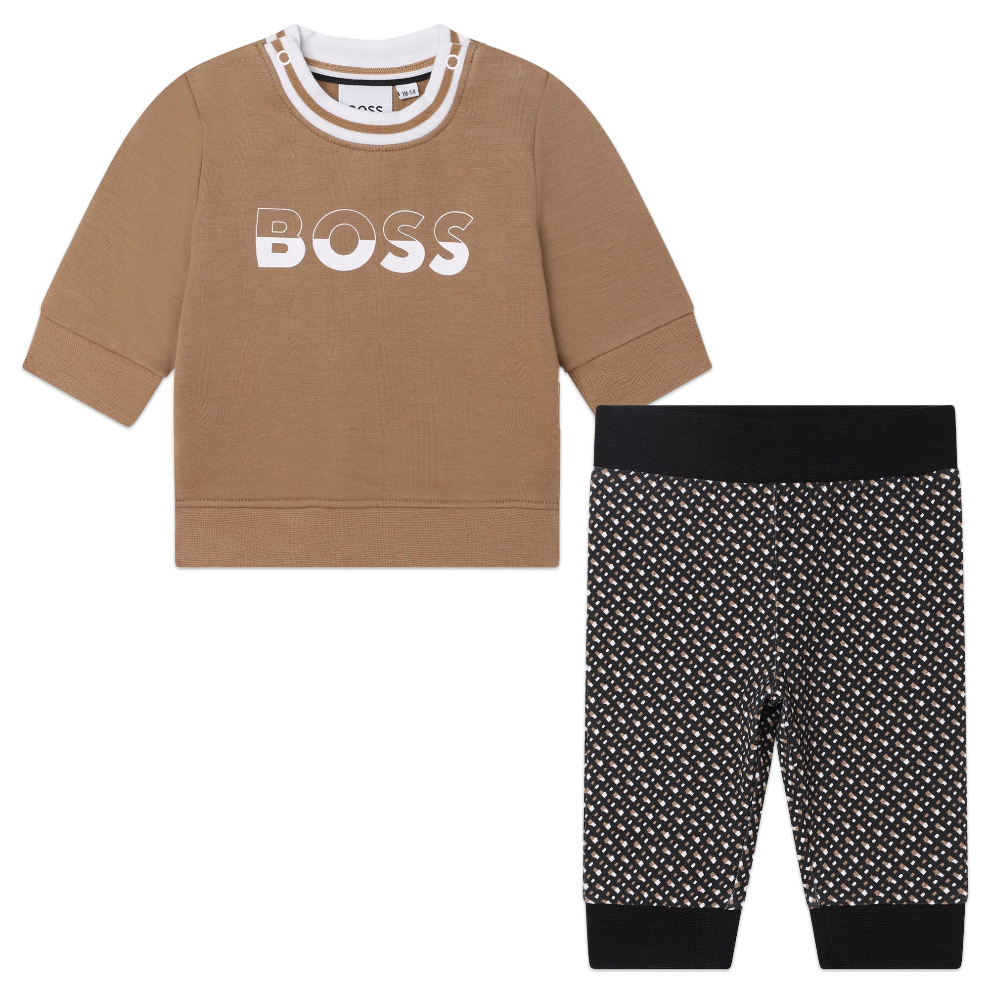 BOSS TAN/BLACKK MONOGRAM SWEATER+TROUSERS SET