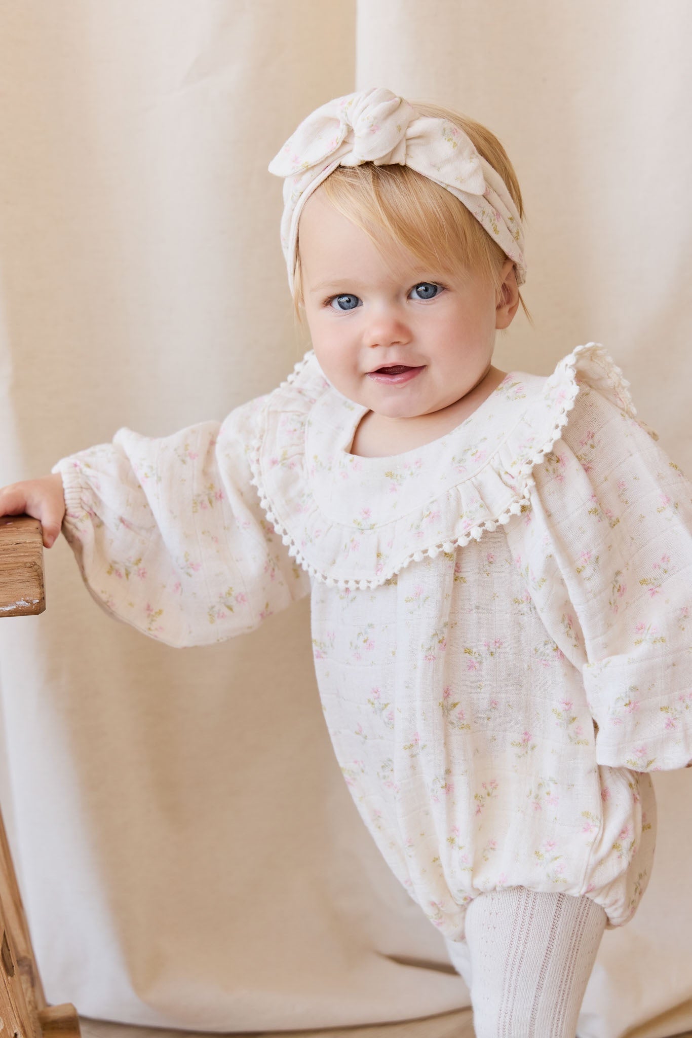 Organic Cotton Muslin Malia Playsuit-Emelia Pink