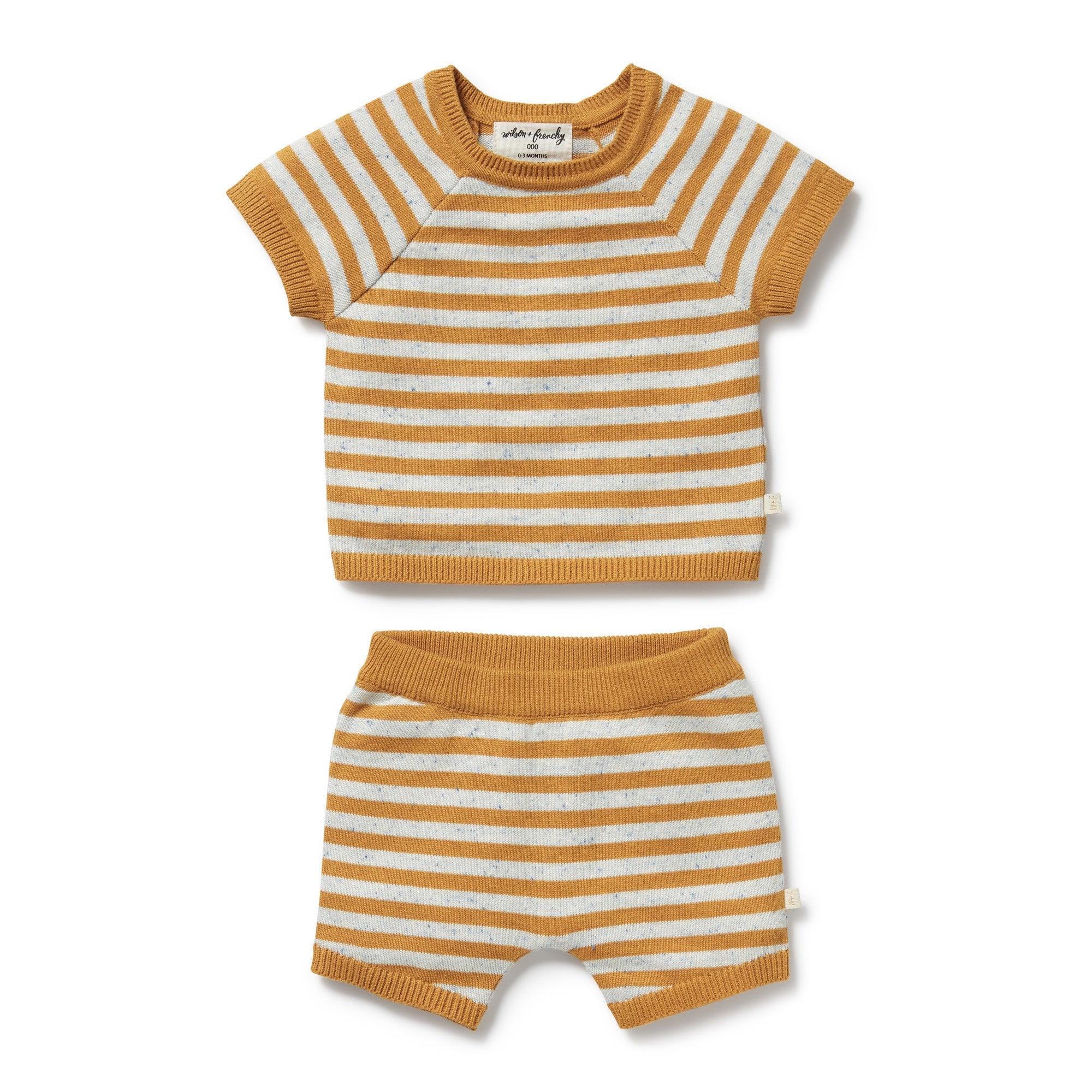 Golden Wave Stripe Organic Knitted Set