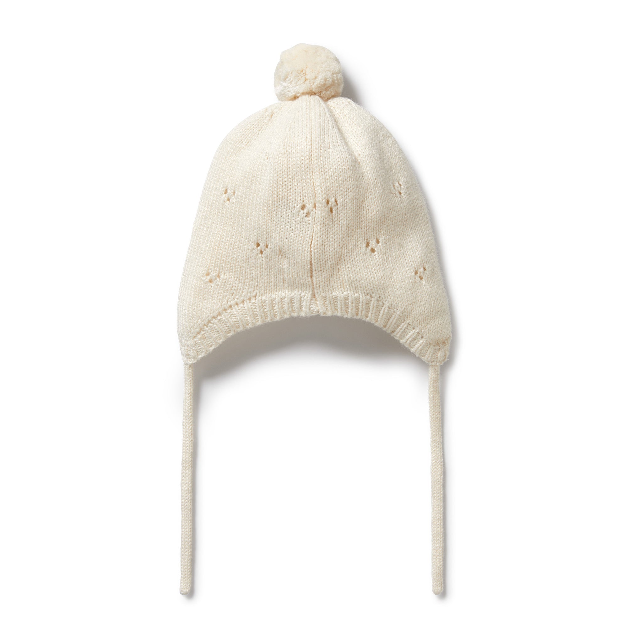ECRU KNITTED POINTELLE BONNET
