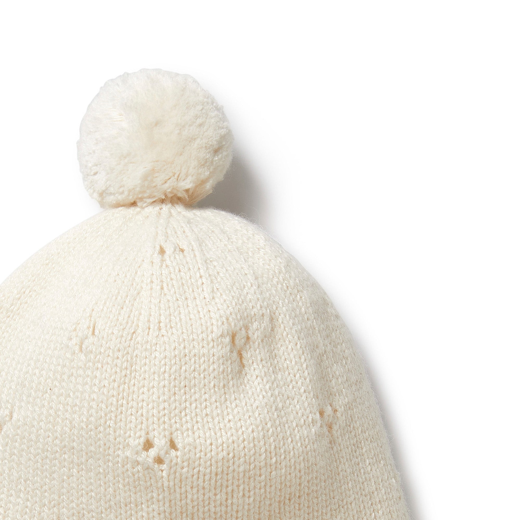 ECRU KNITTED POINTELLE BONNET