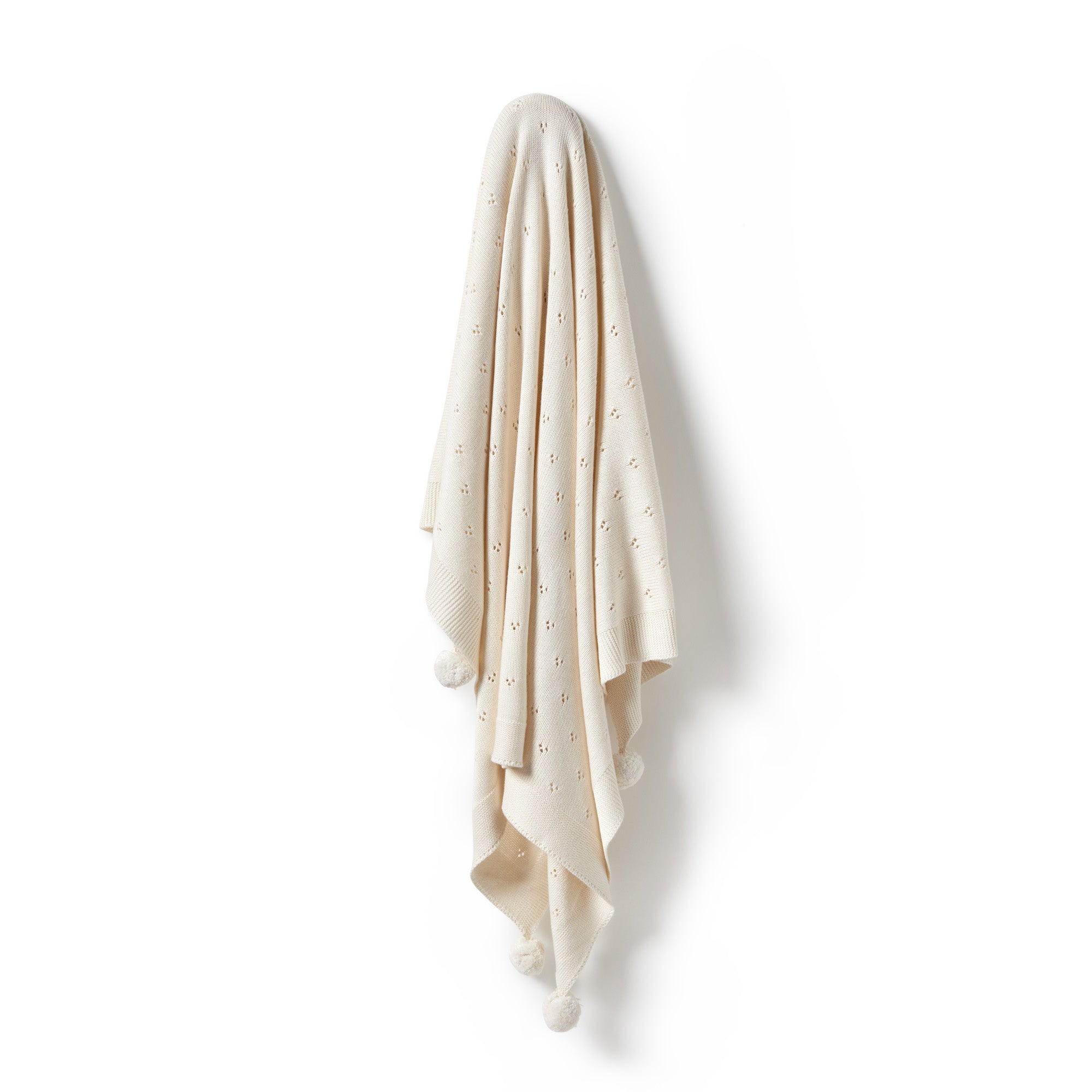 ECRU KNITTED POINTELLE BLANKET