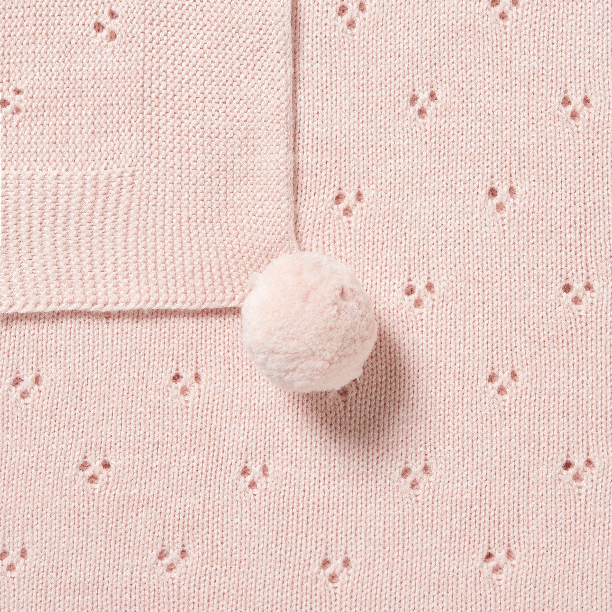 PINK KNITTED POINTELLE BLANKET