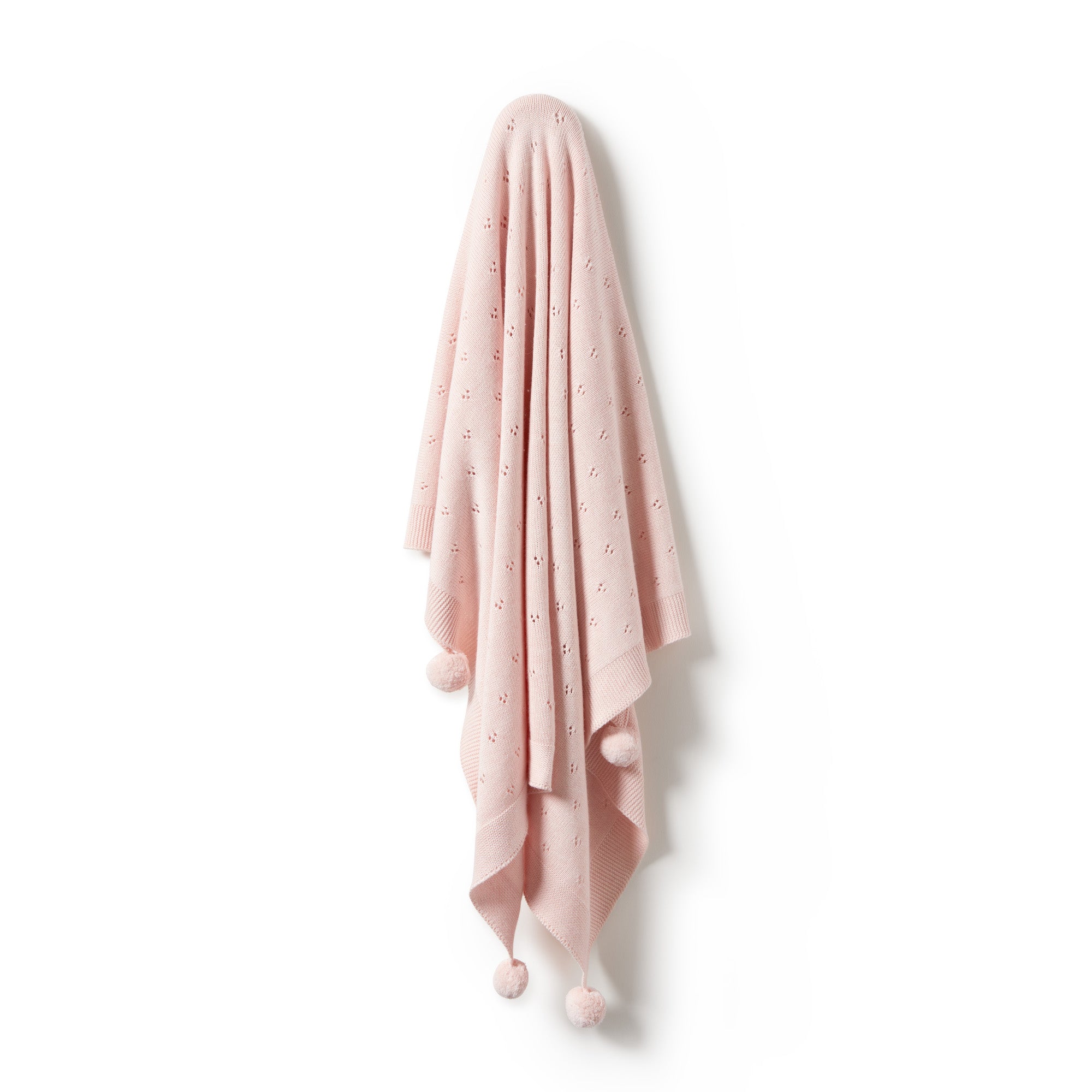 PINK KNITTED POINTELLE BLANKET