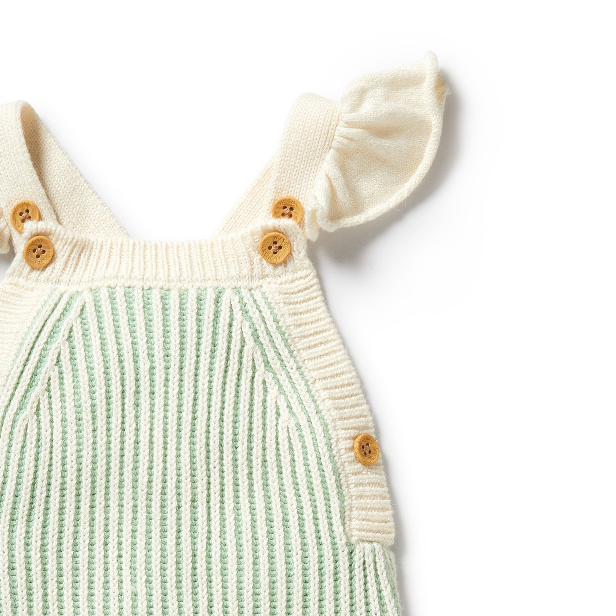 MINT GREEN KNITTED RUFFLE OVERALL