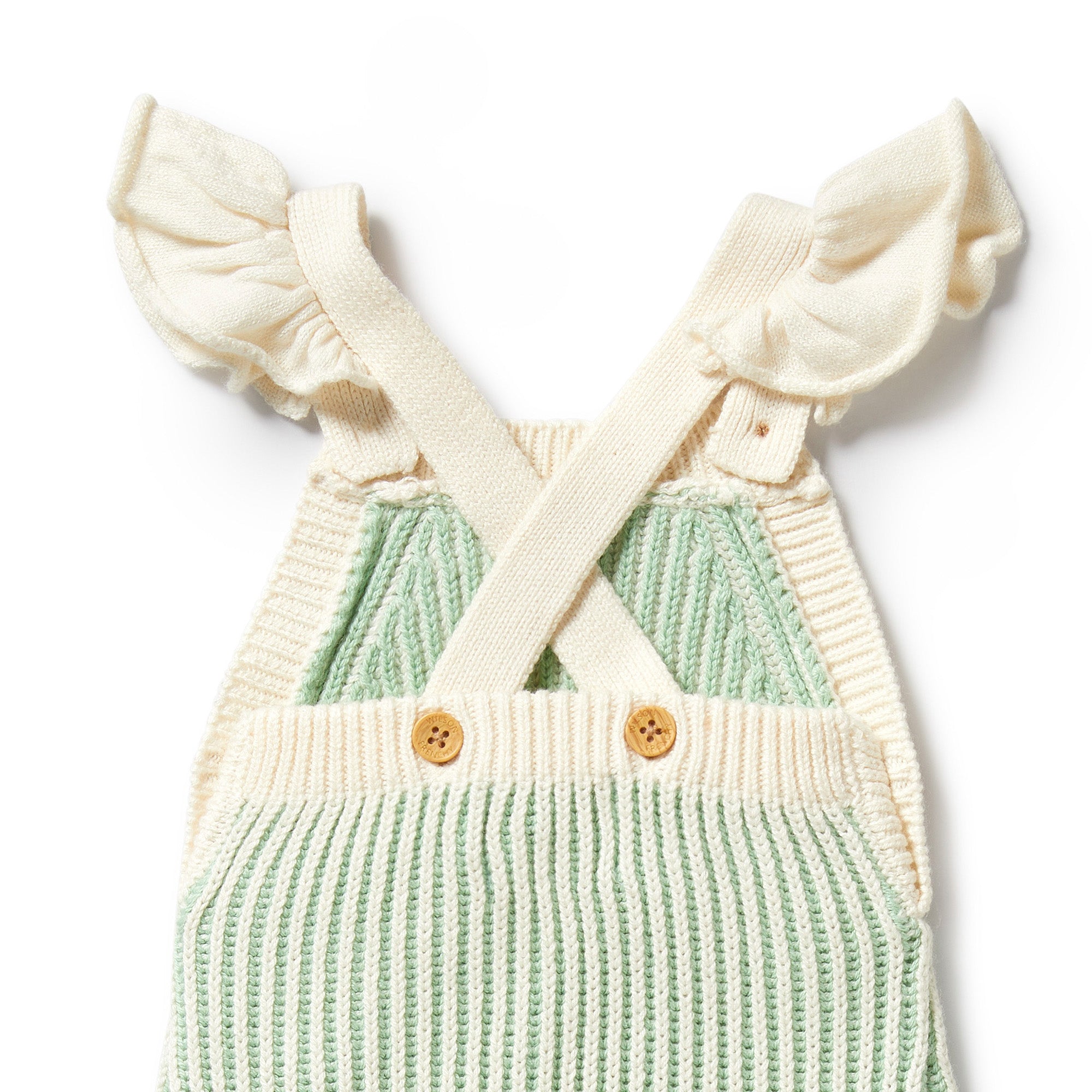 MINT GREEN KNITTED RUFFLE OVERALL