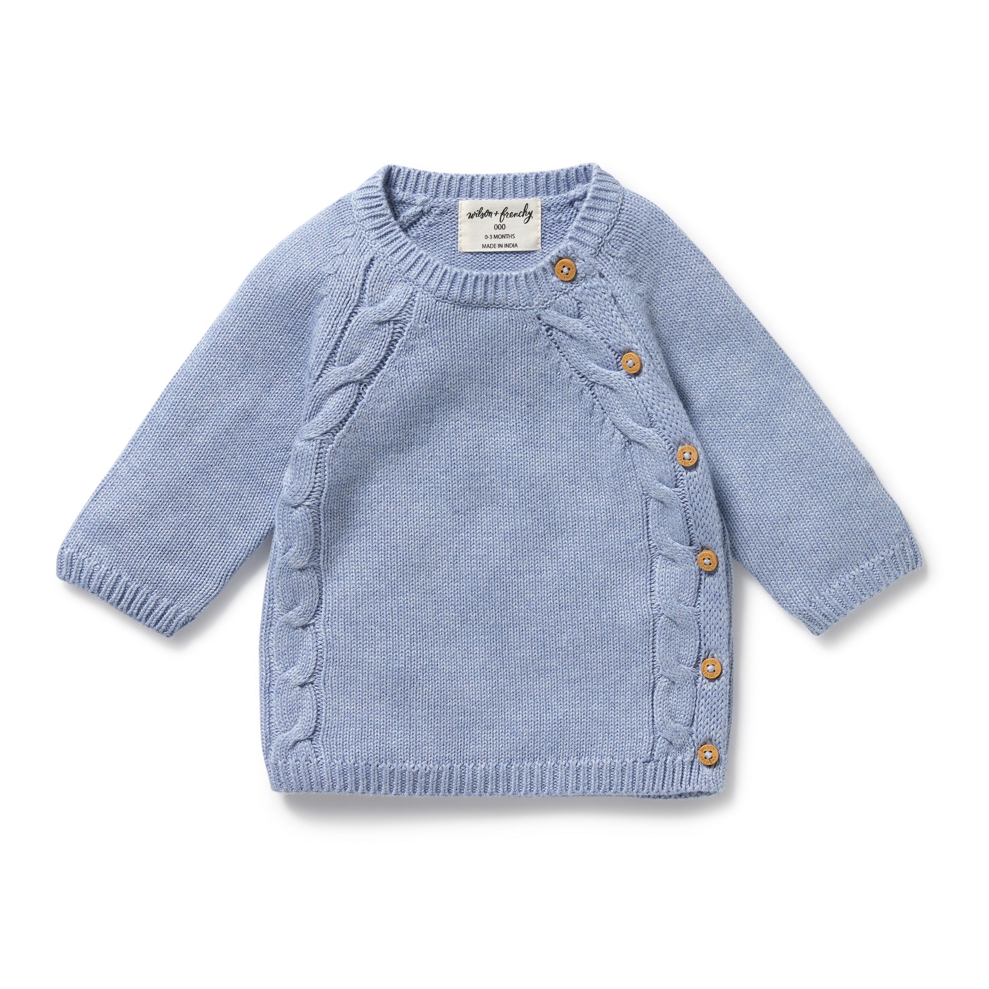 Blue Speckle Organic Knitted Kimono Cardigan