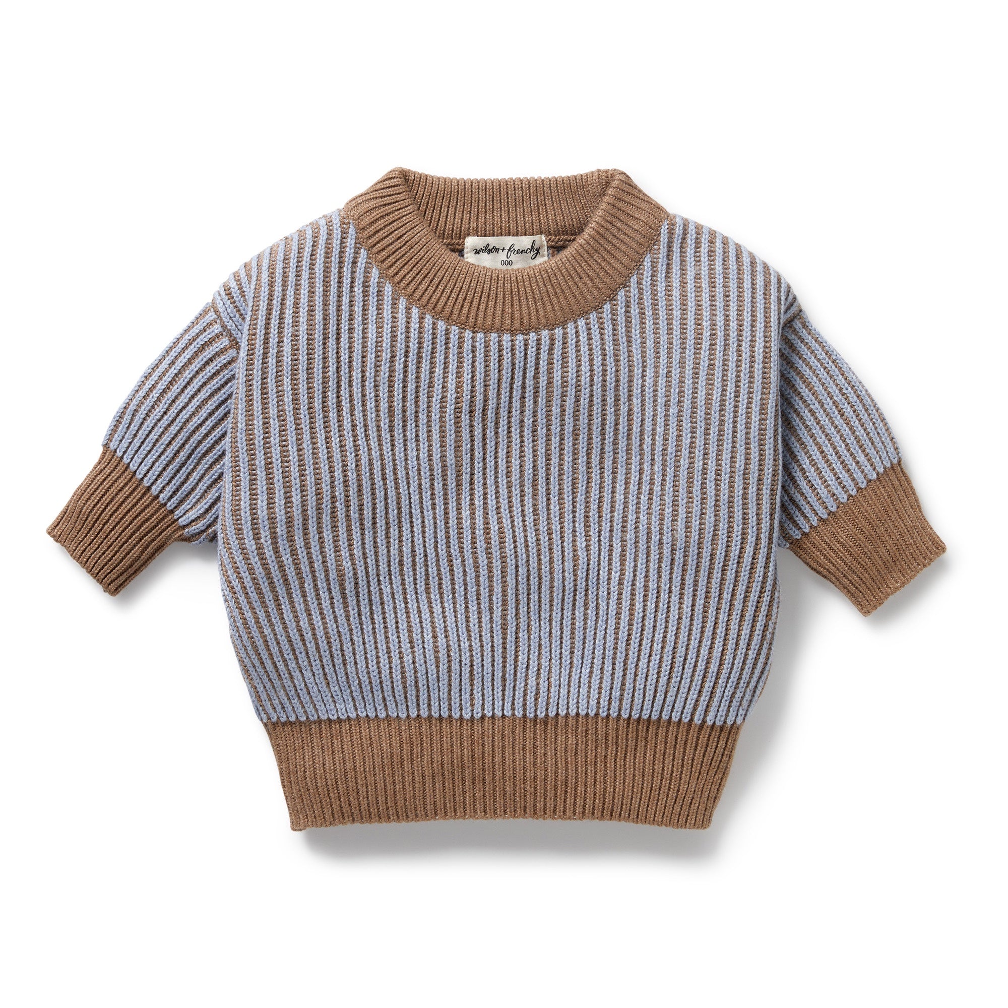 Coco Blue Speckle Organic Knitted Ribbed Jumper