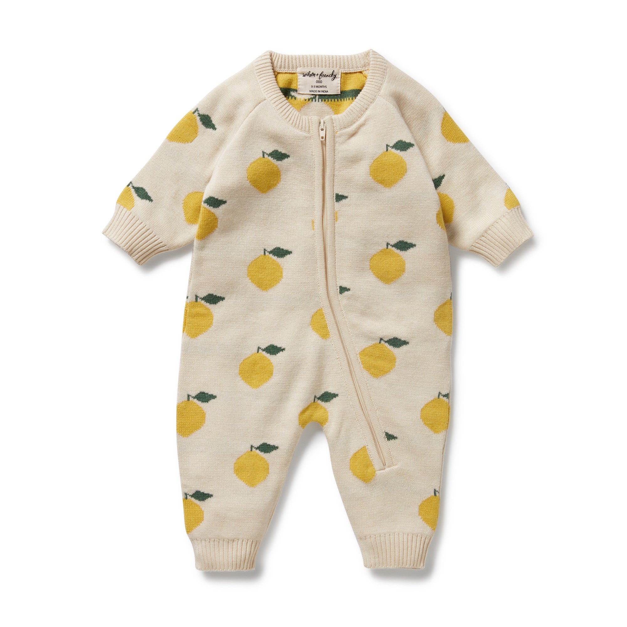 Lemony Organic Knitted Jacquard Growsuit