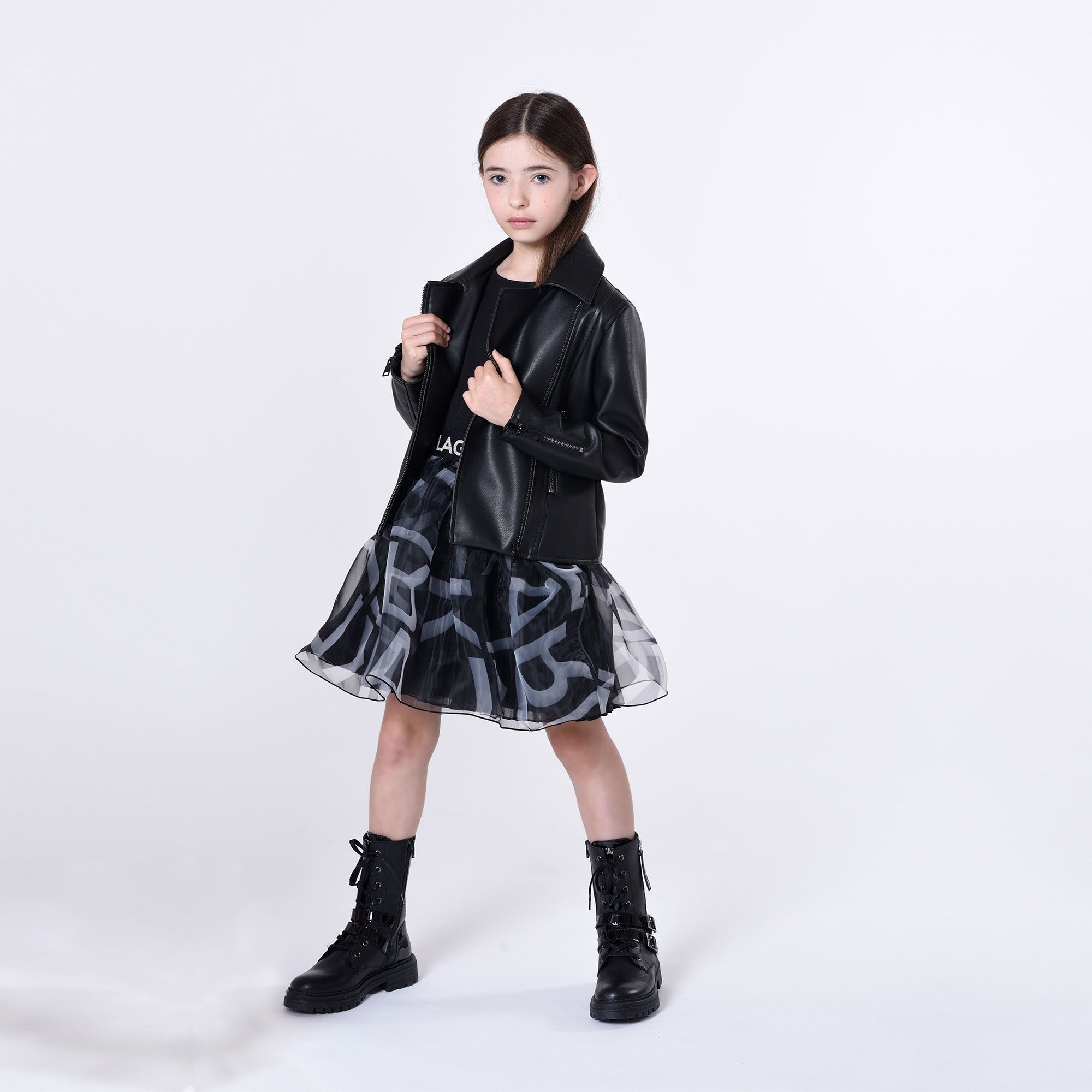 KARL LAGERFELD BLACK CEREMONY DRESS-ORGANZA SKIRT