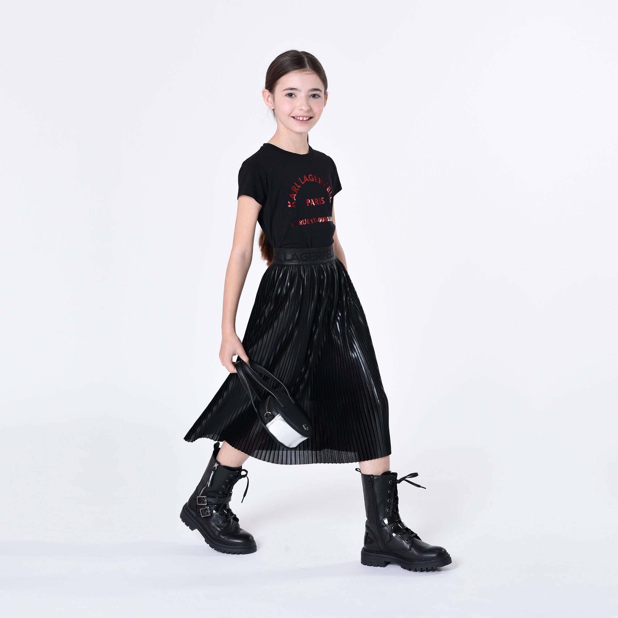 KARL LAGERFELD BLACK LOGO SIGNATURE T-SHIRT