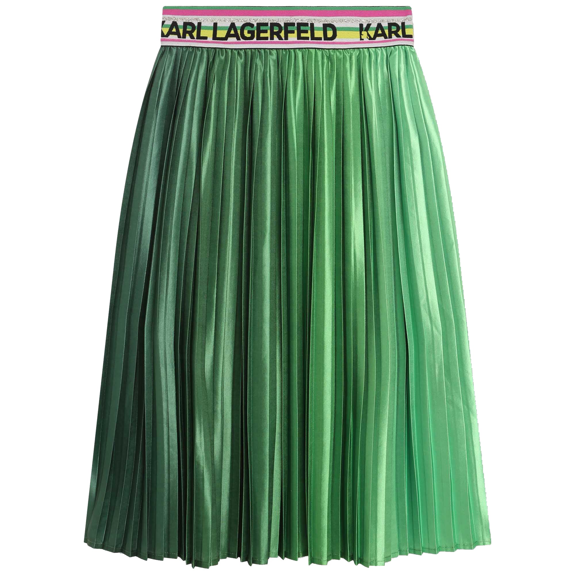 KARL LAGERFELD GREEN SILKY PLEASTED SKIRT